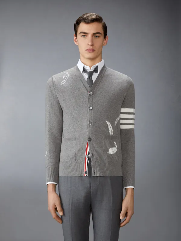 FEATHER INTARSIA 4-BAR CARDIGAN sold by Thom Browne