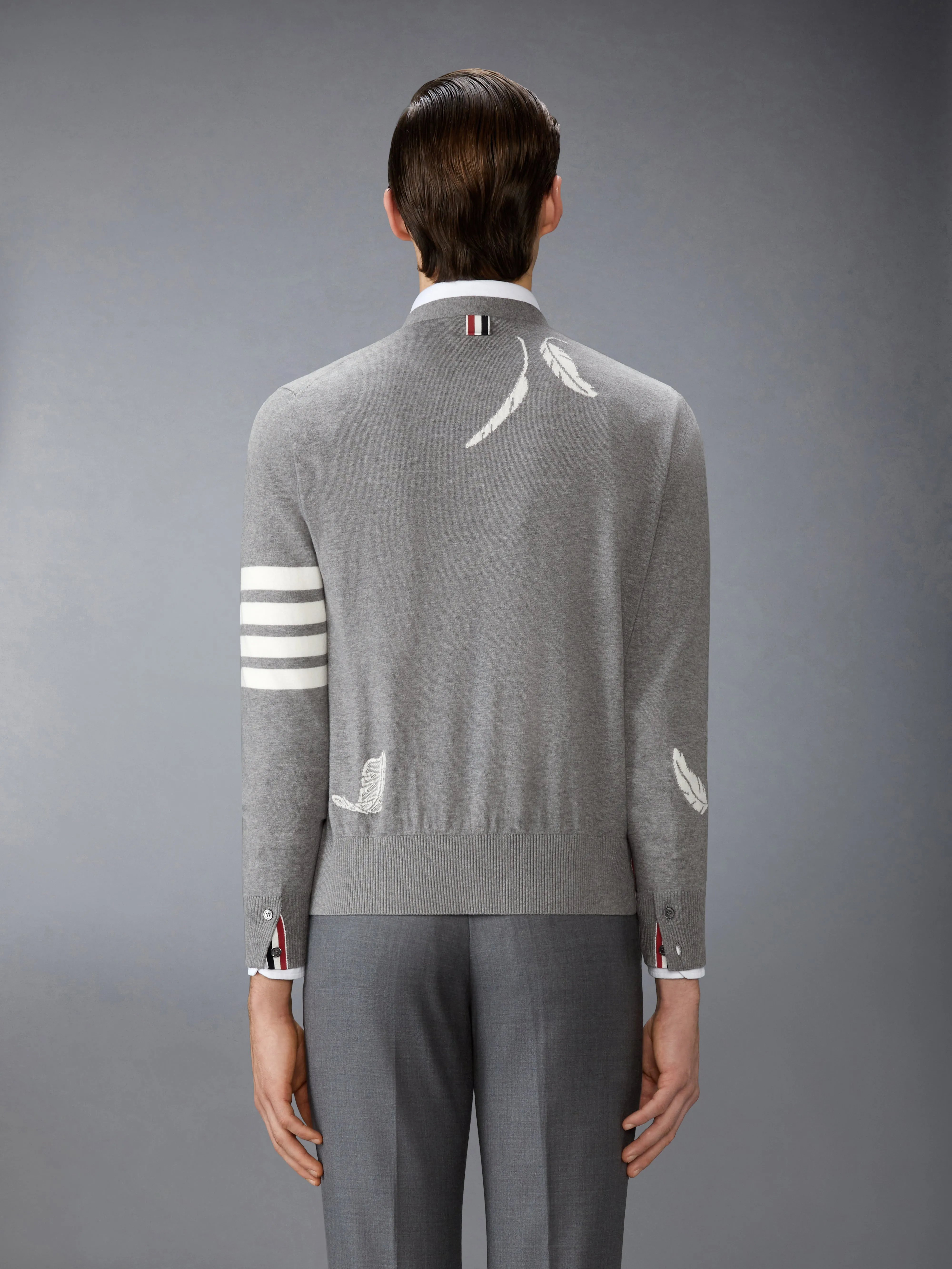FEATHER INTARSIA 4-BAR CARDIGAN sold by Thom Browne product image thumbnail 2