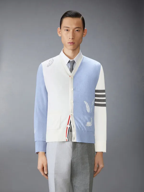 FUNMIX FEATHER INTARSIA HIGHNECK CARDIGAN sold by Thom Browne