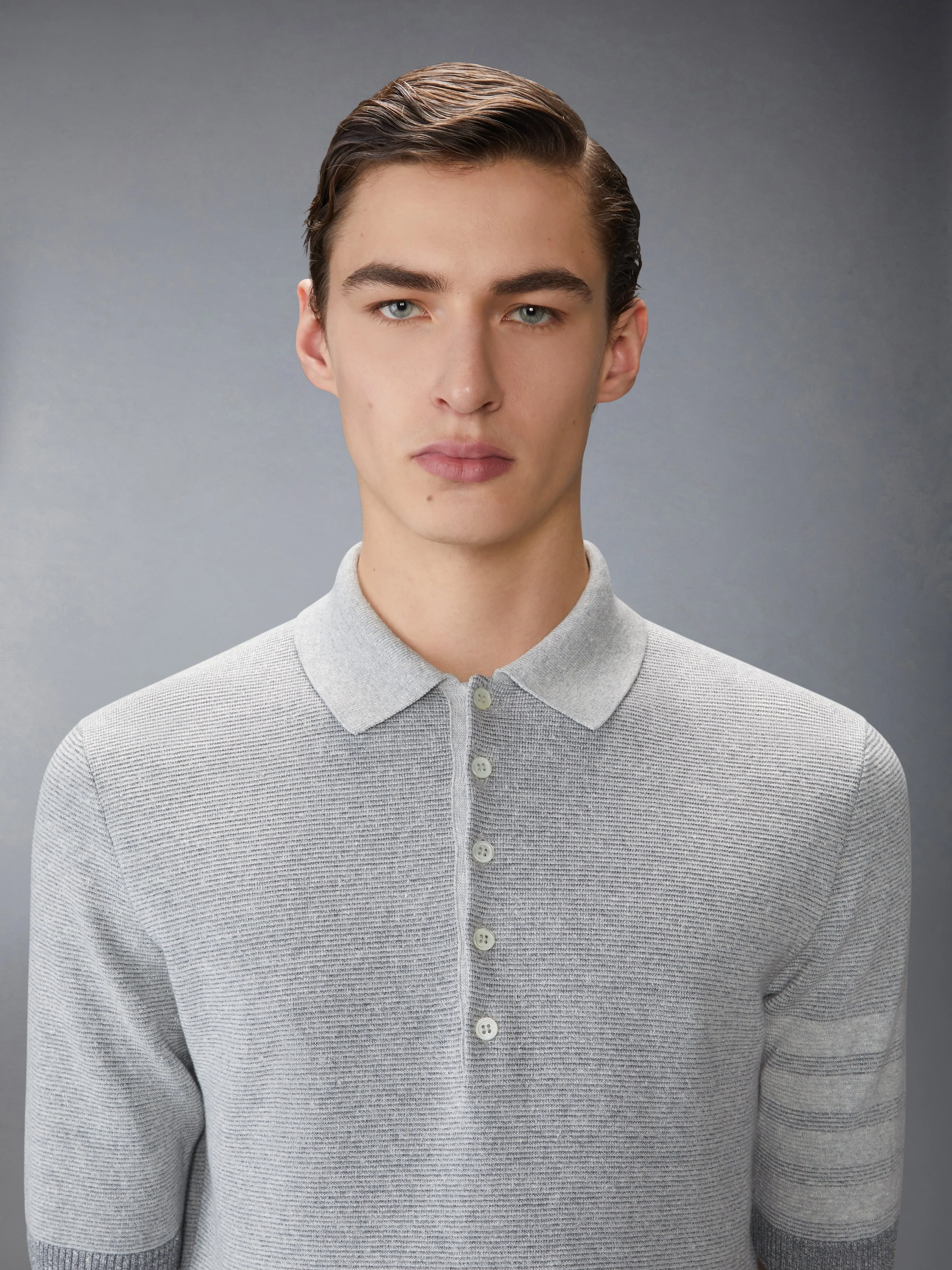 TEXTURED STRIPED STITCH 4-BAR RELAXED FIT POLO sold by Thom Browne product image thumbnail 5
