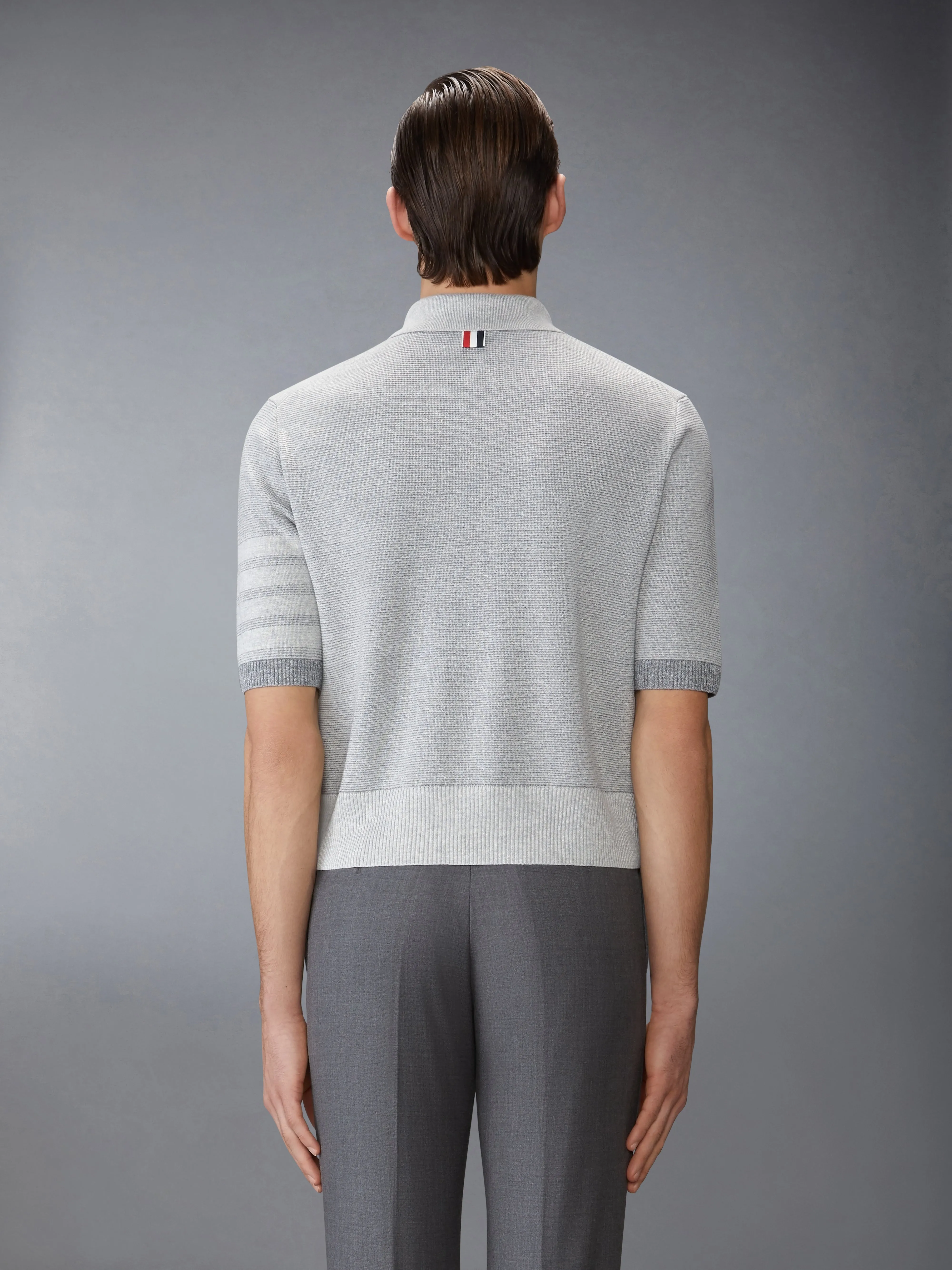 TEXTURED STRIPED STITCH 4-BAR RELAXED FIT POLO sold by Thom Browne product image thumbnail 2