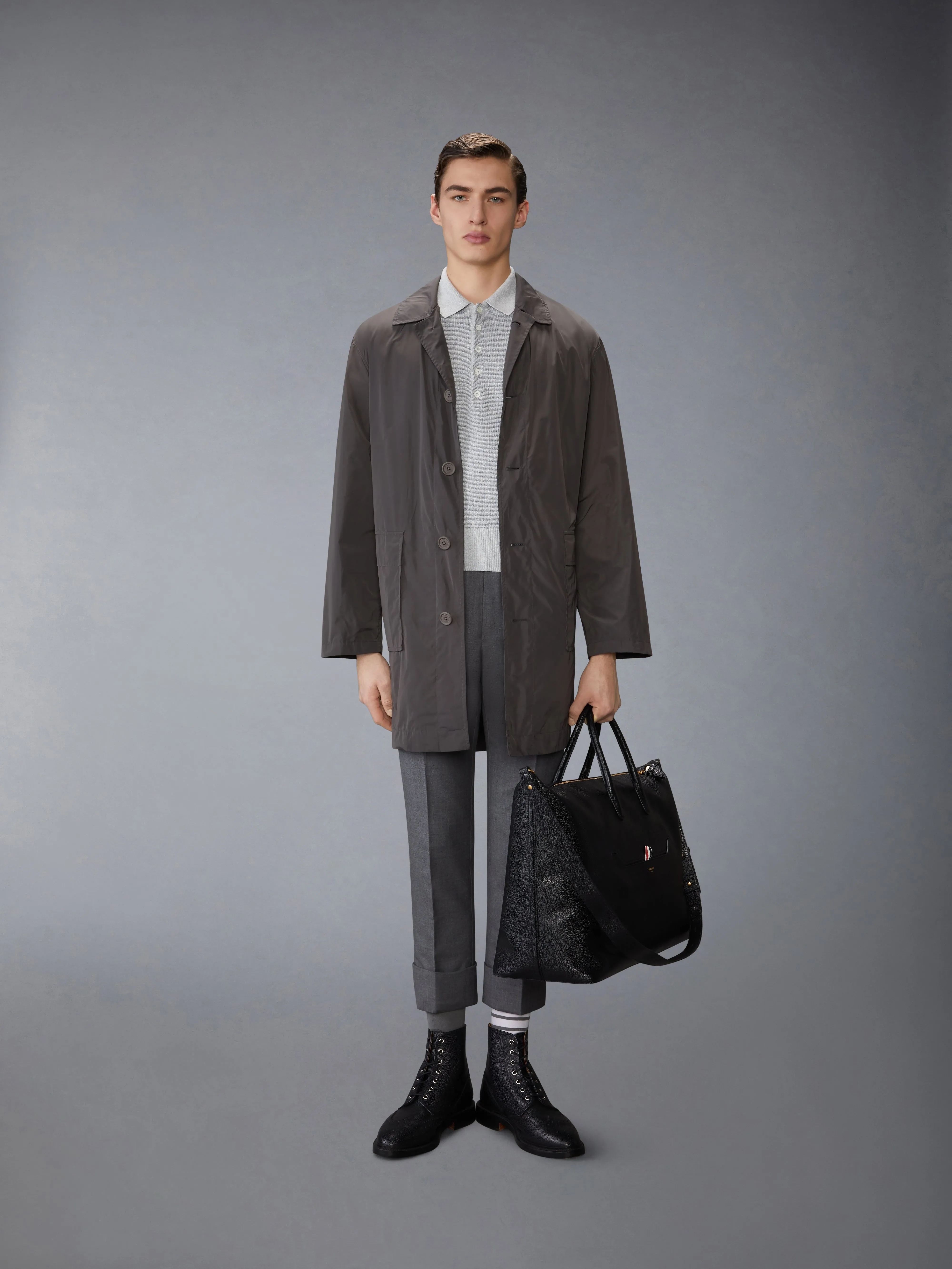 TEXTURED STRIPED STITCH 4-BAR RELAXED FIT POLO sold by Thom Browne product image thumbnail 3