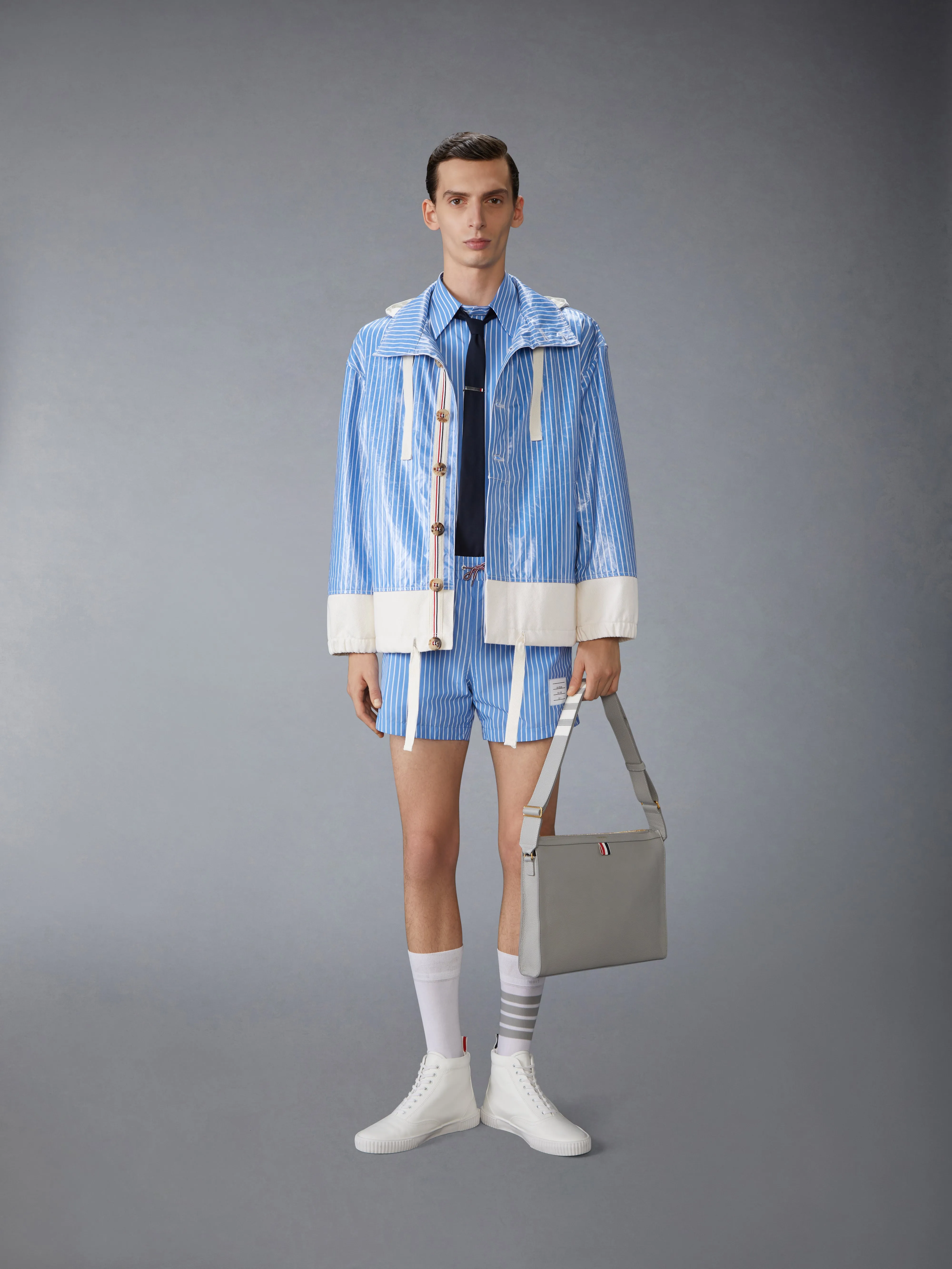 PINSTRIPE PRINTED TECH SWIM SHORTS sold by Thom Browne product image thumbnail 3