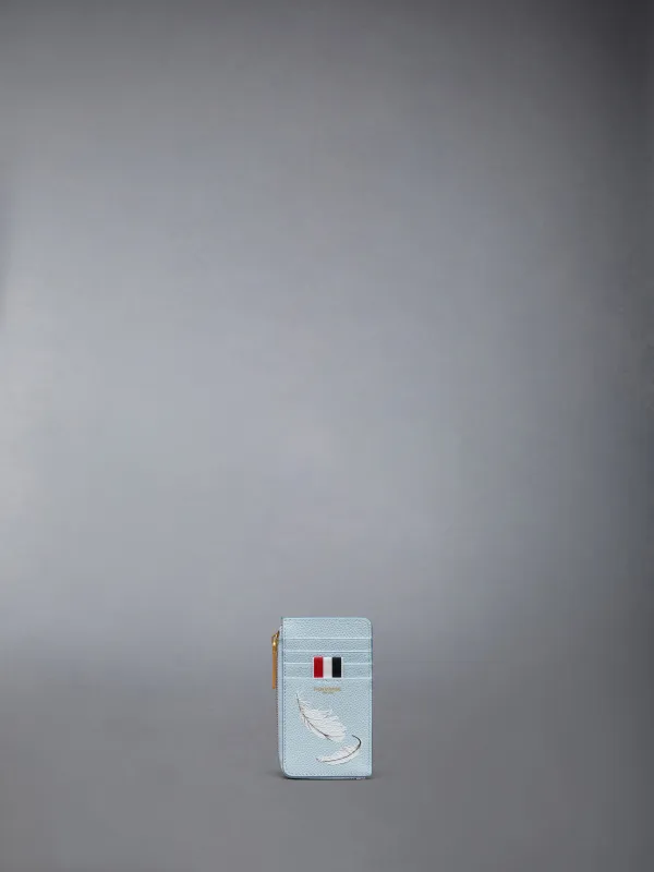 FEATHER PRINT PEBBLE GRAIN COIN CARD HOLDER sold by Thom Browne