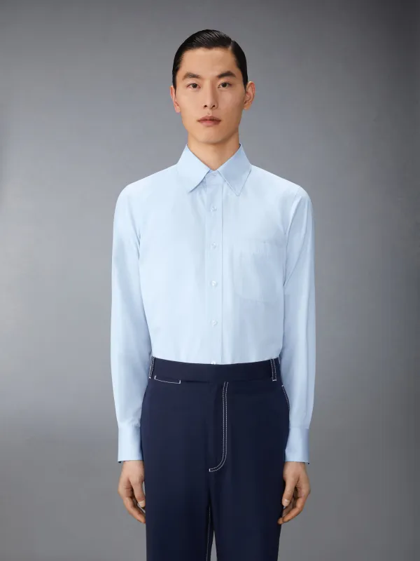 SOLID POPLIN TWIN NEEDLE CONTRAST TOPSTITCH SHIRT sold by Thom Browne