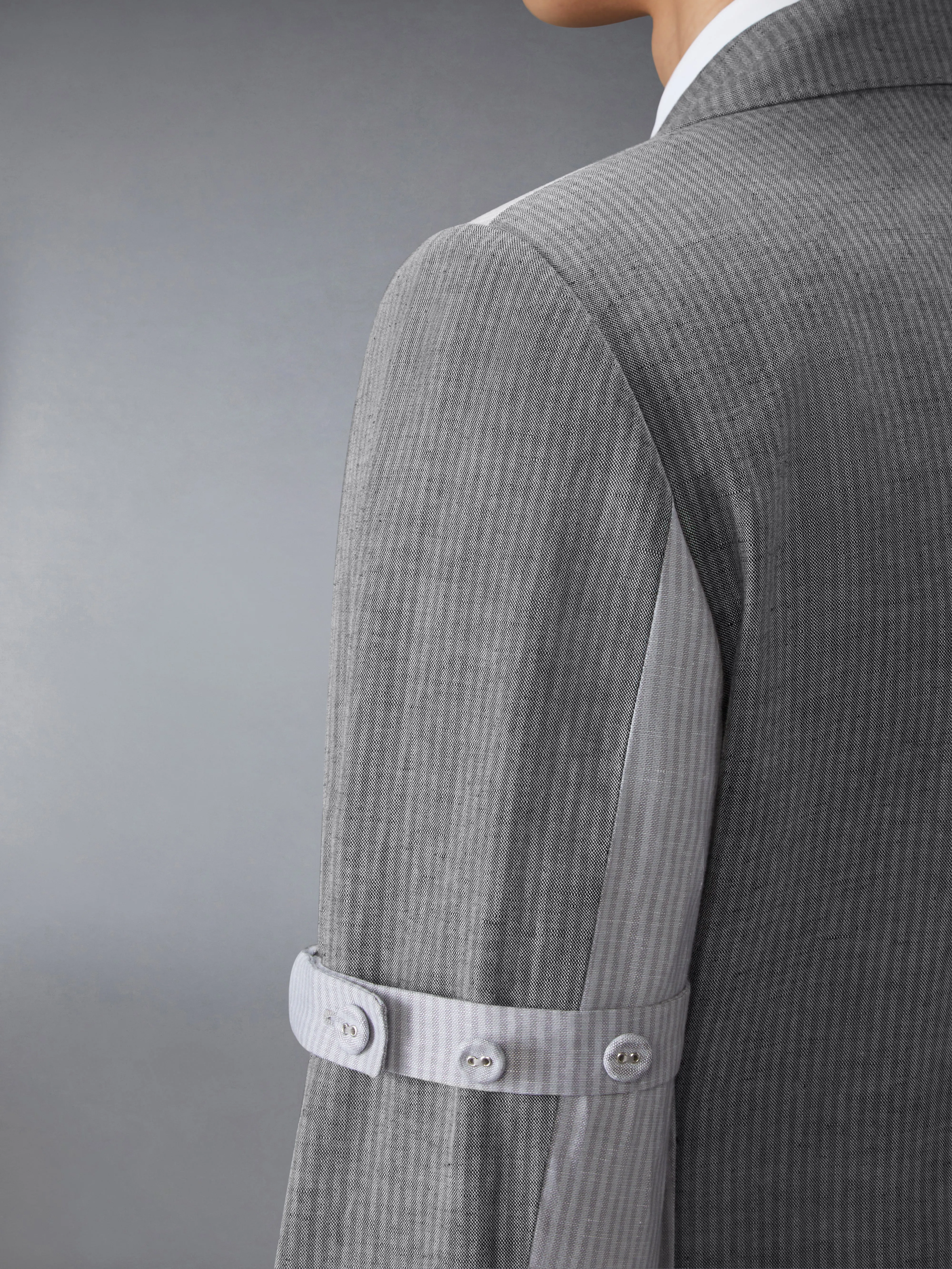 TONAL UNIVERSITY STRIPE LINEN COTTON SPORTCOAT sold by Thom Browne product image thumbnail 4