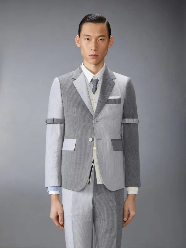 TONAL UNIVERSITY STRIPE LINEN COTTON SPORTCOAT sold by Thom Browne