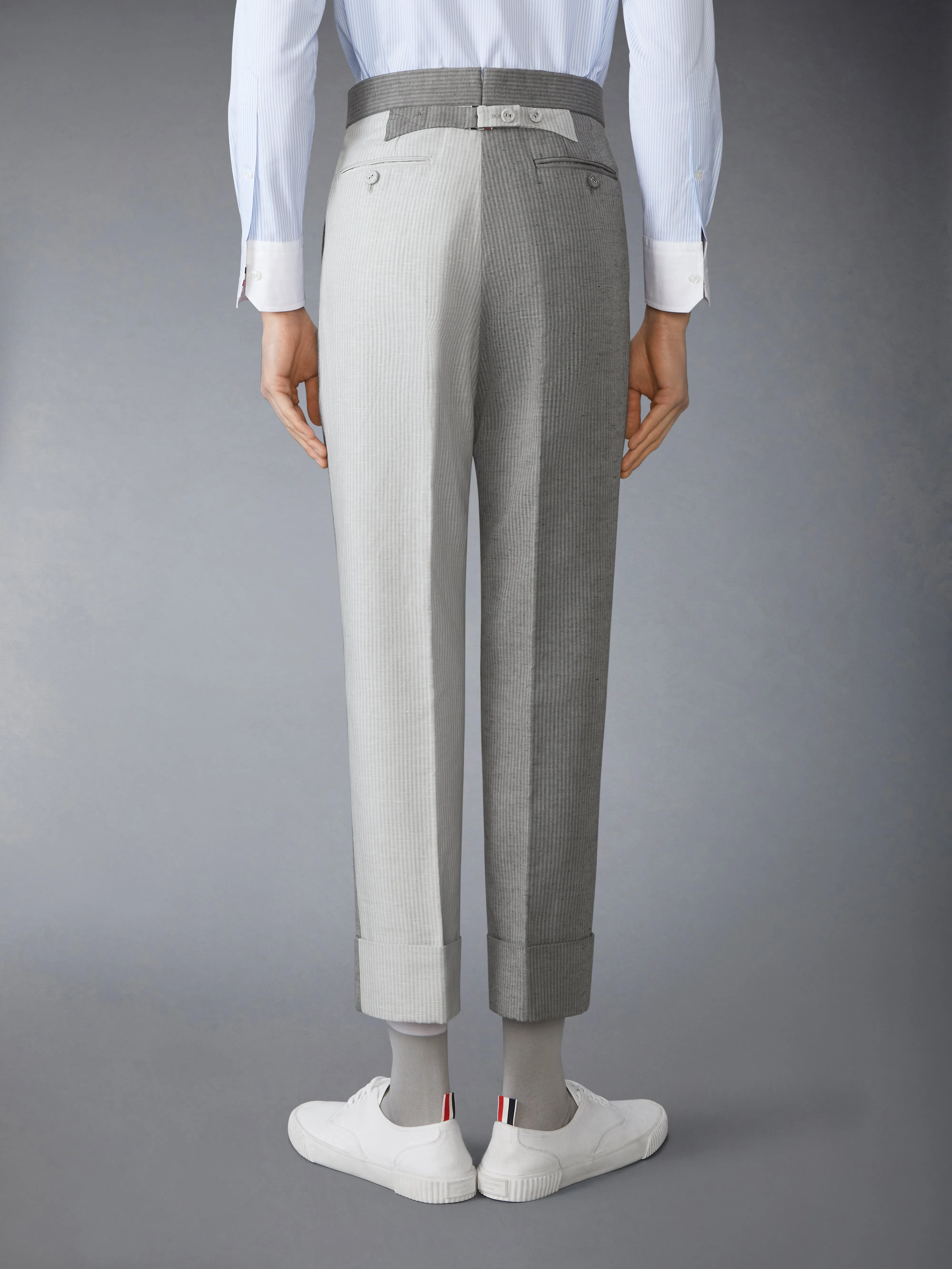 TONAL UNIVERSITY STRIPE LINEN COTTON TROUSER sold by Thom Browne product image thumbnail 2