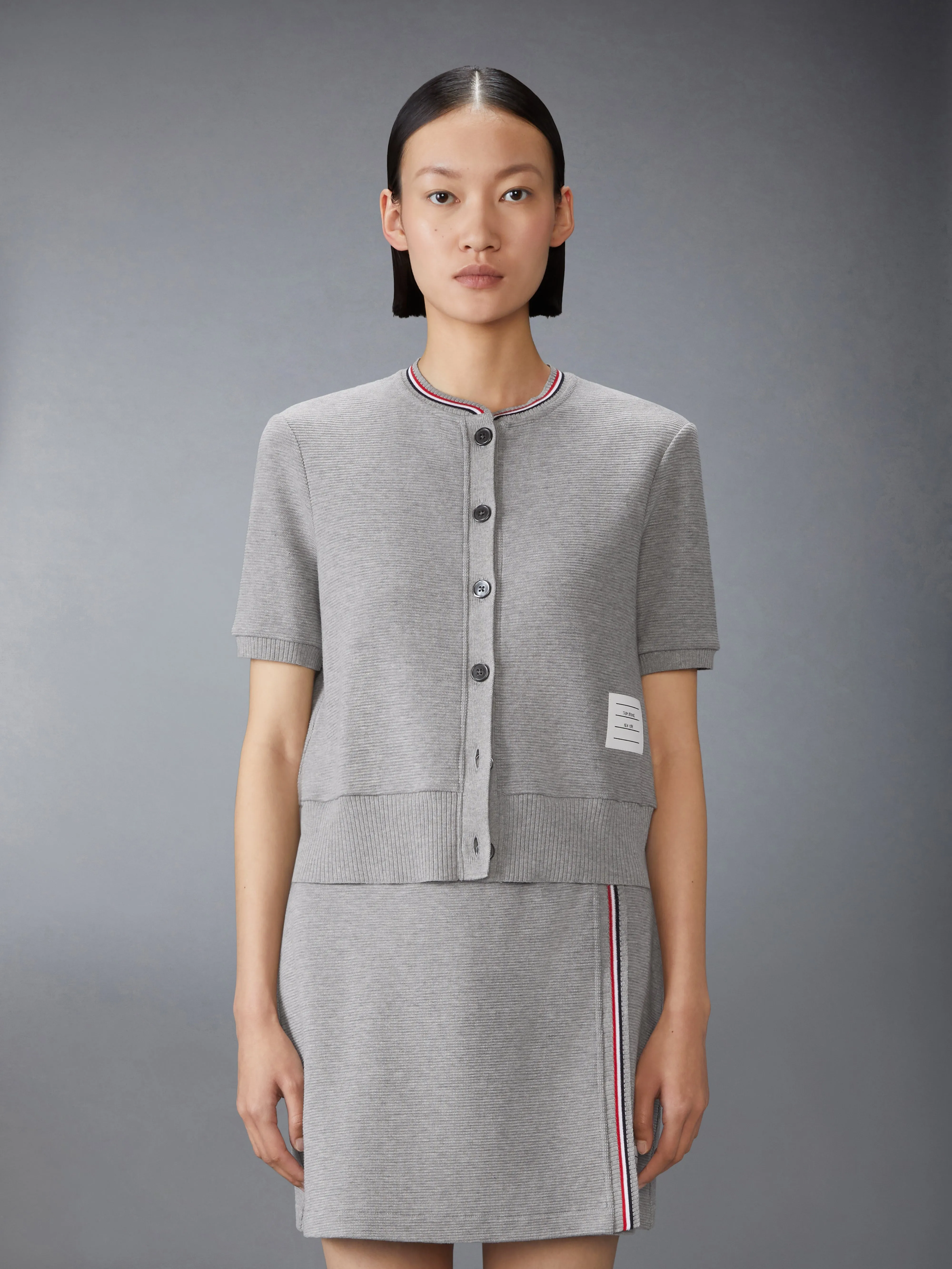 COTTON WAFFLE SHORT SLEEVE CARDIGAN sold by Thom Browne