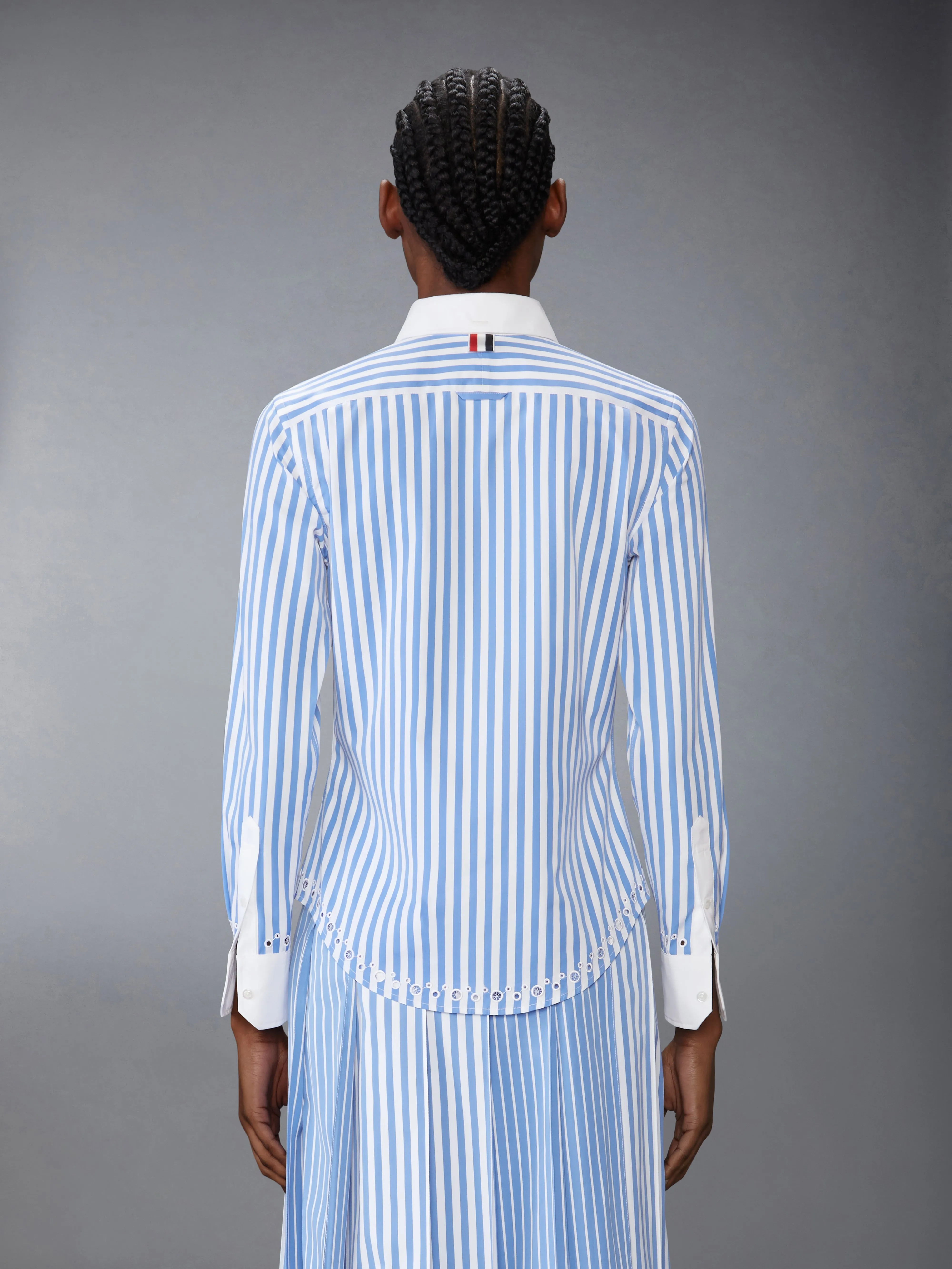 AWNING STRIPED POPLIN CLASSIC LONG SLEEVE SHIRT sold by Thom Browne product image thumbnail 3
