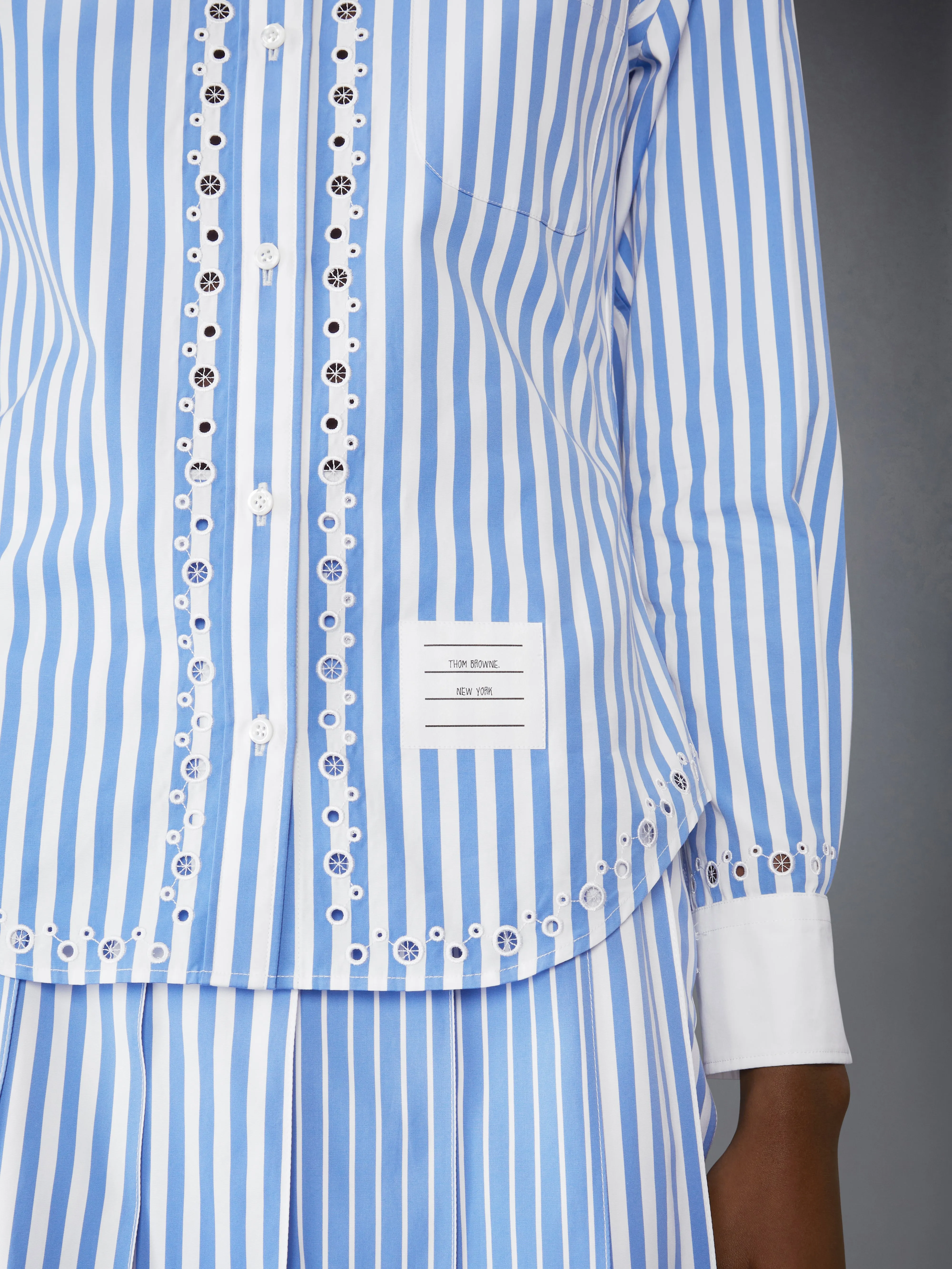 AWNING STRIPED POPLIN CLASSIC LONG SLEEVE SHIRT sold by Thom Browne product image thumbnail 5