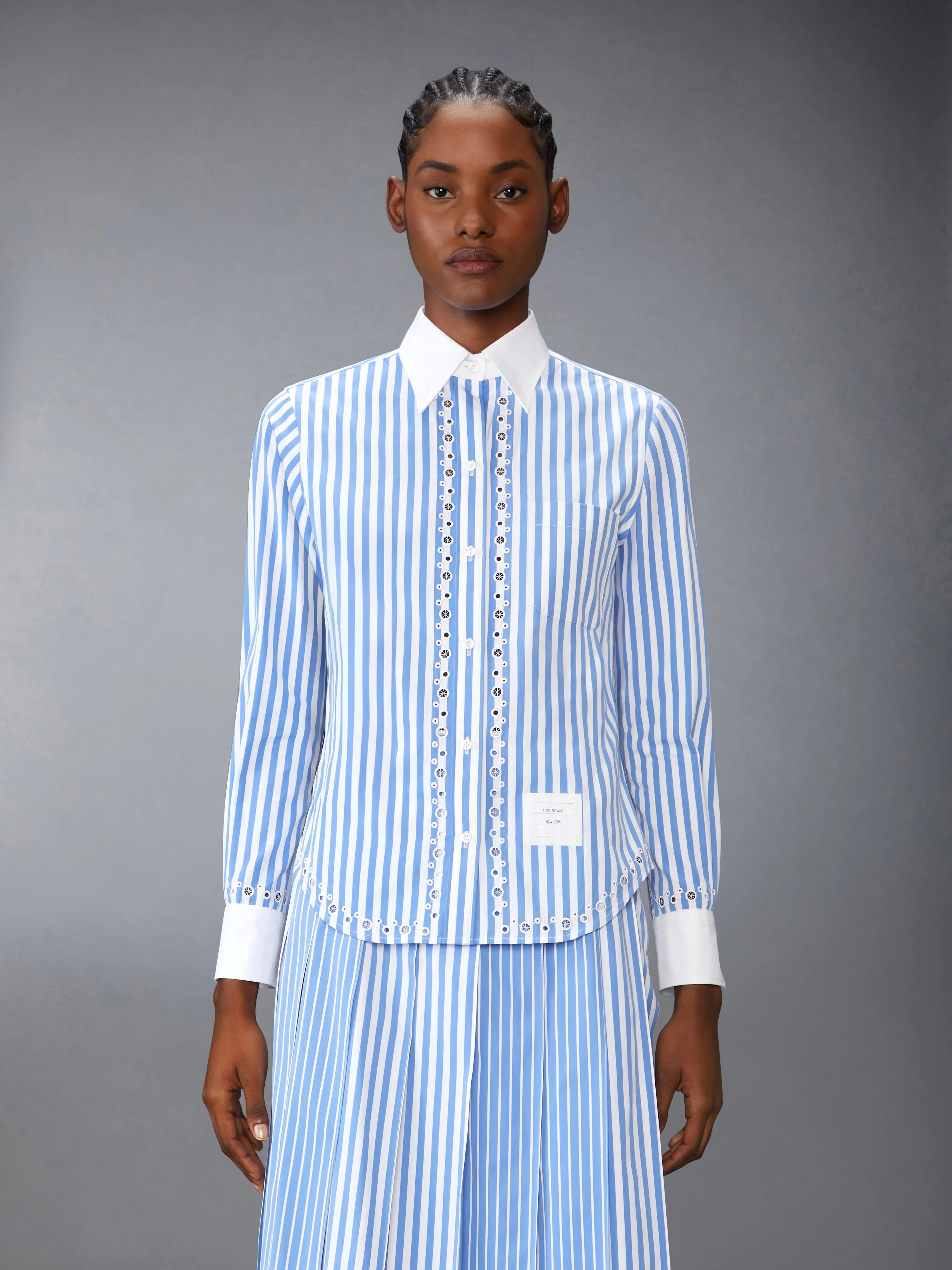 AWNING STRIPED POPLIN CLASSIC LONG SLEEVE SHIRT sold by Thom Browne product image thumbnail 2