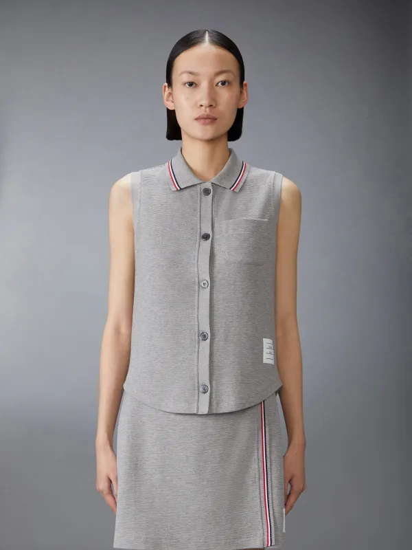 COTTON WAFFLE SLEEVELESS BUTTON SHIRT sold by Thom Browne