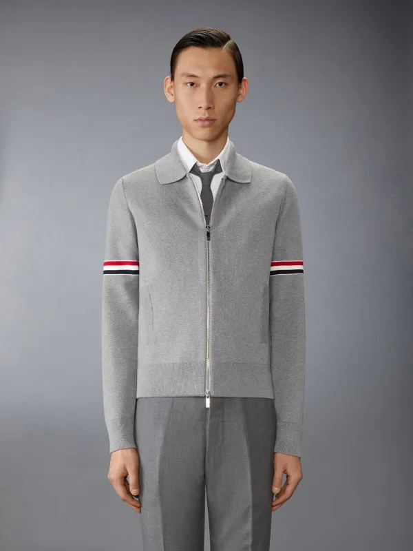 COTTON MILANO STITCH ARMBAND BOMBER JACKET sold by Thom Browne