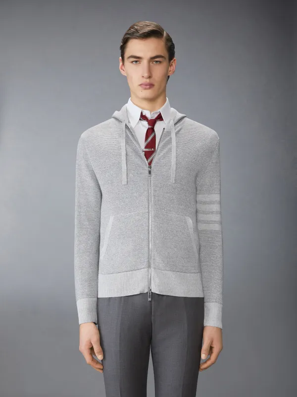 TEXTURED STRIPED STITCH 4-BAR RELAXED FIT HOODIE sold by Thom Browne