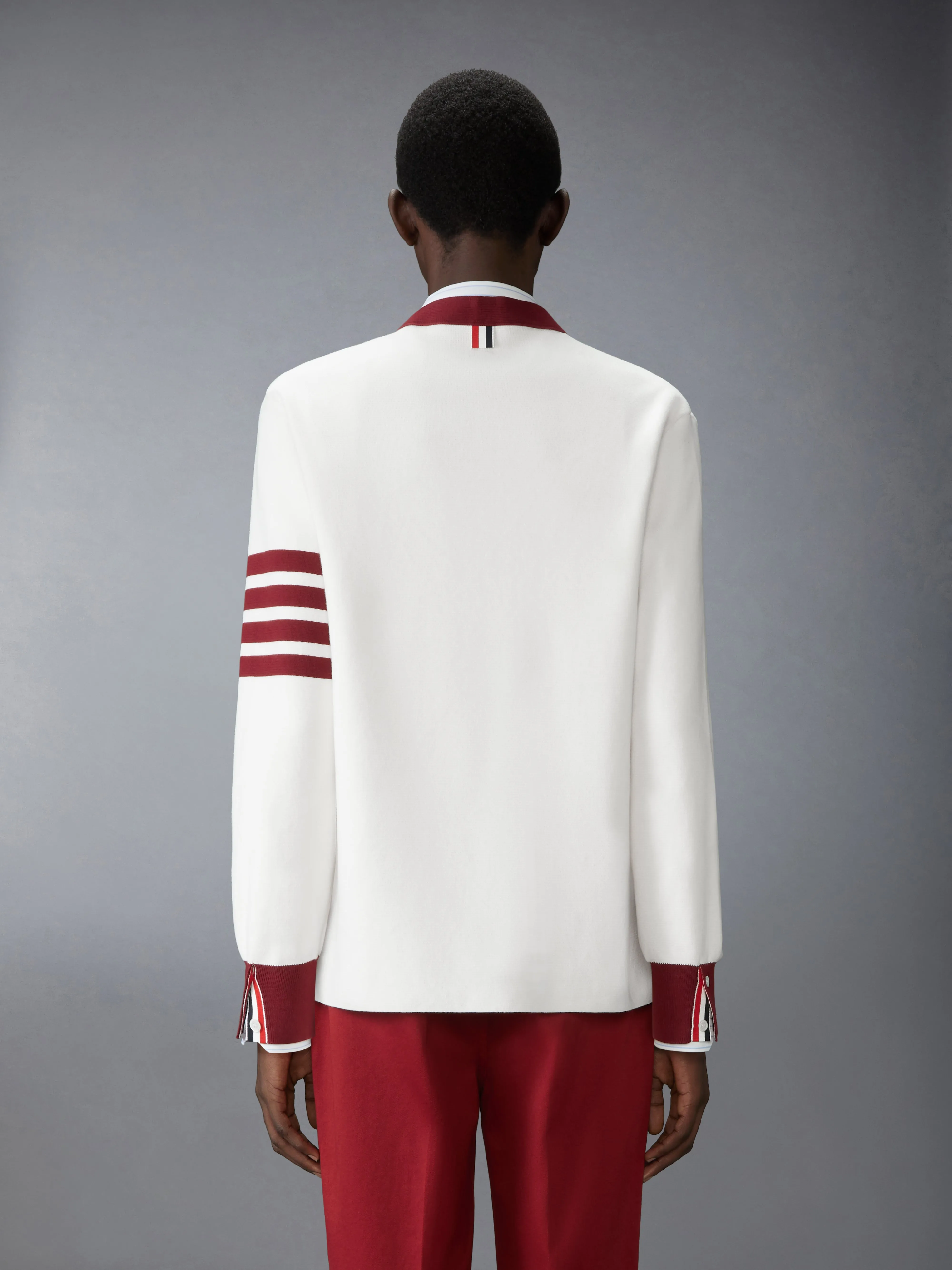 MILANO STITCH 4-BAR V NECK RUGBY FIT CARDIGAN sold by Thom Browne product image thumbnail 2