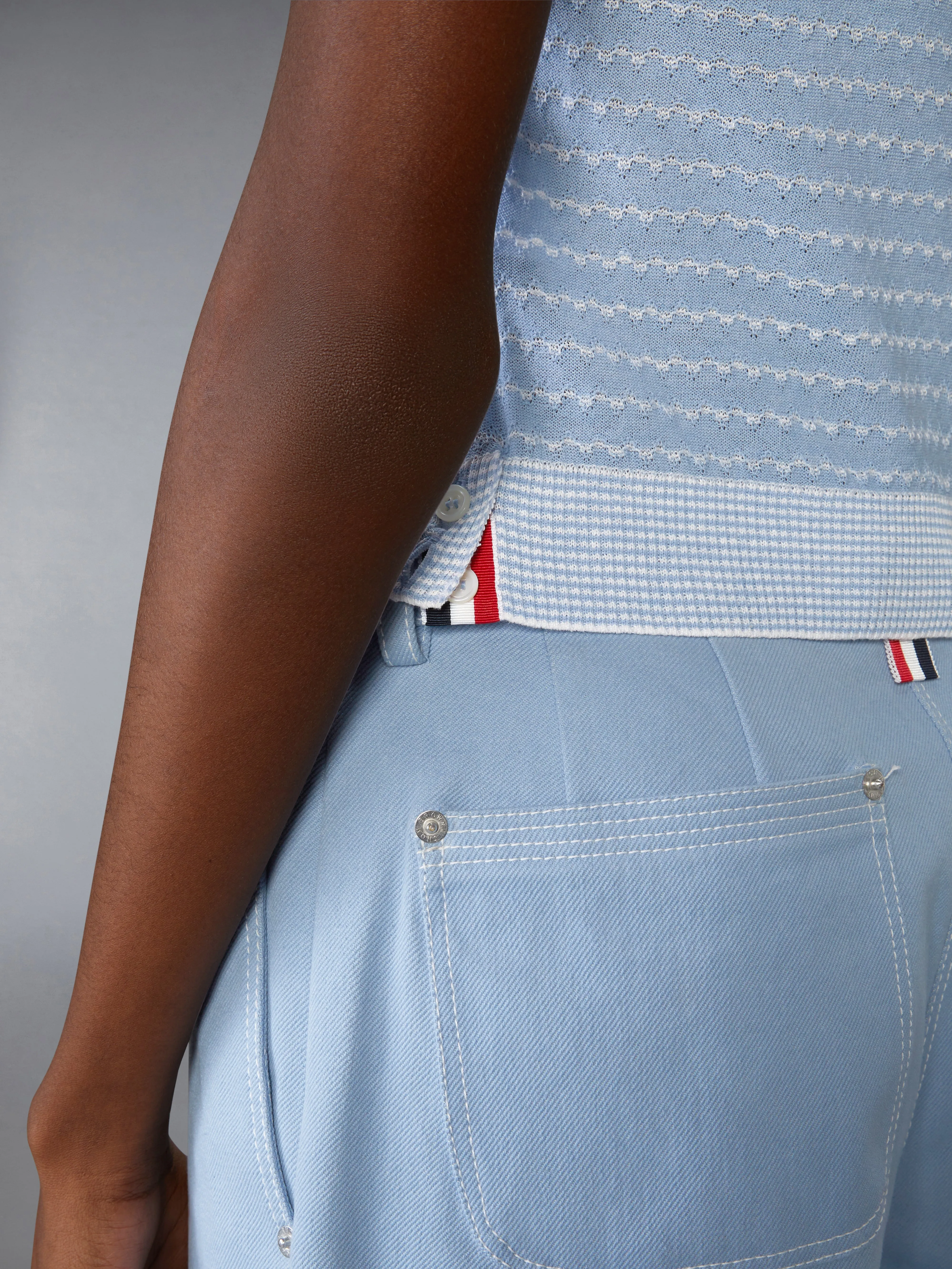 STRIPED TUCK STITCH SHELL TOP sold by Thom Browne product image thumbnail 4