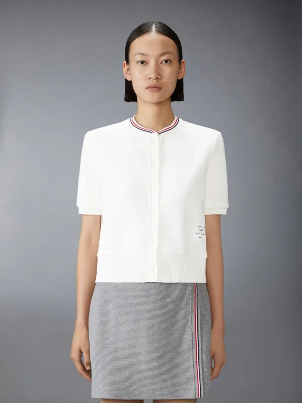 COTTON WAFFLE SHORT SLEEVE CARDIGAN sold by Thom Browne