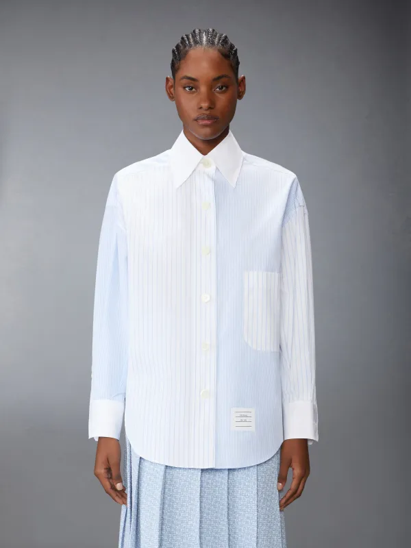 POPLIN PINSTRIPE FUNMIX MICRO UNIVERSITY STRIPED SUPERSIZED LONG SLEEVE SHIRT made by Thom Browne