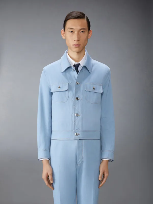 CONTRAST STITCH DENIM BACKSTRAP UTILITY JACKET made by Thom Browne