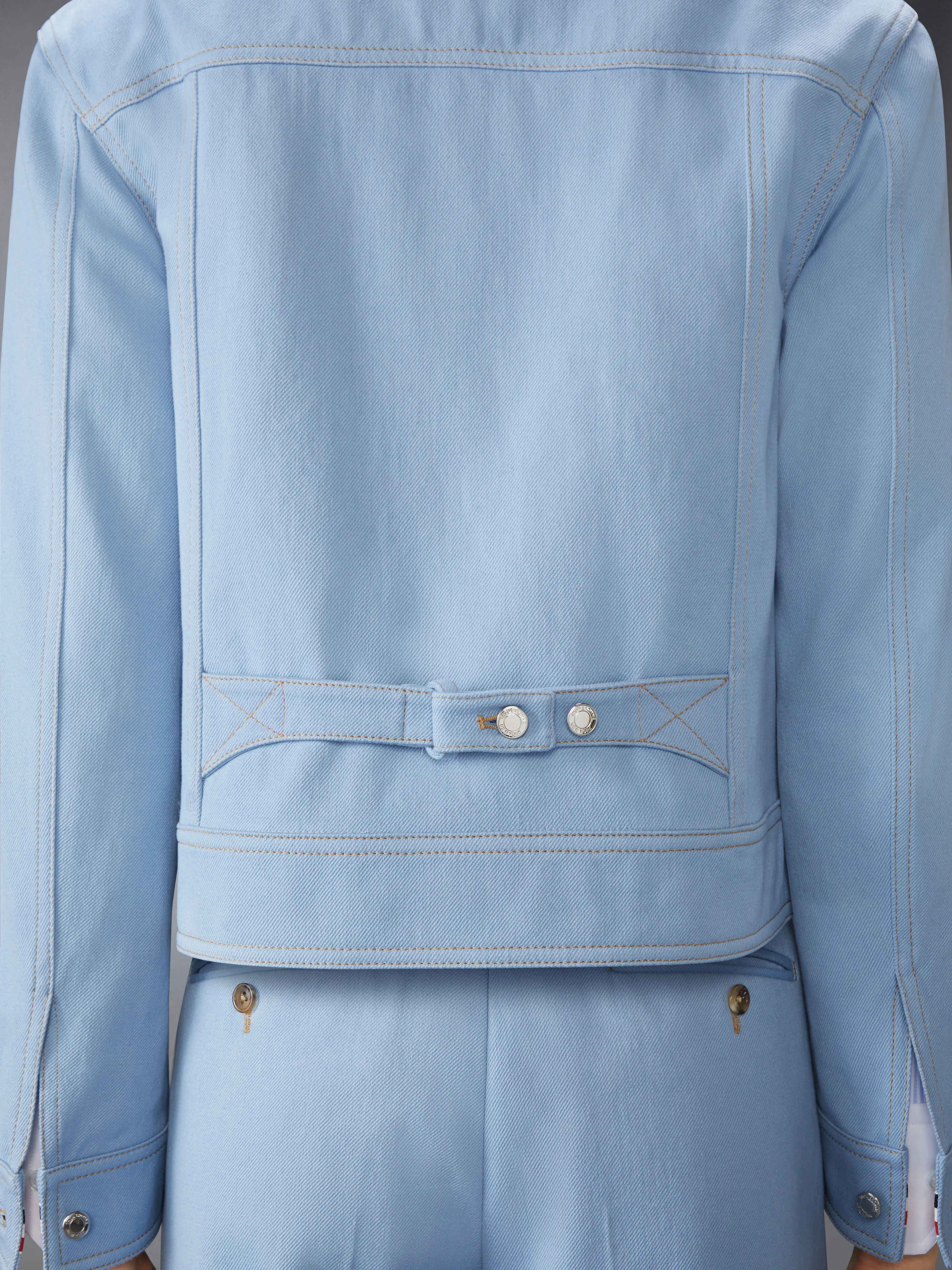 CONTRAST STITCH DENIM BACKSTRAP UTILITY JACKET sold by Thom Browne product image thumbnail 5