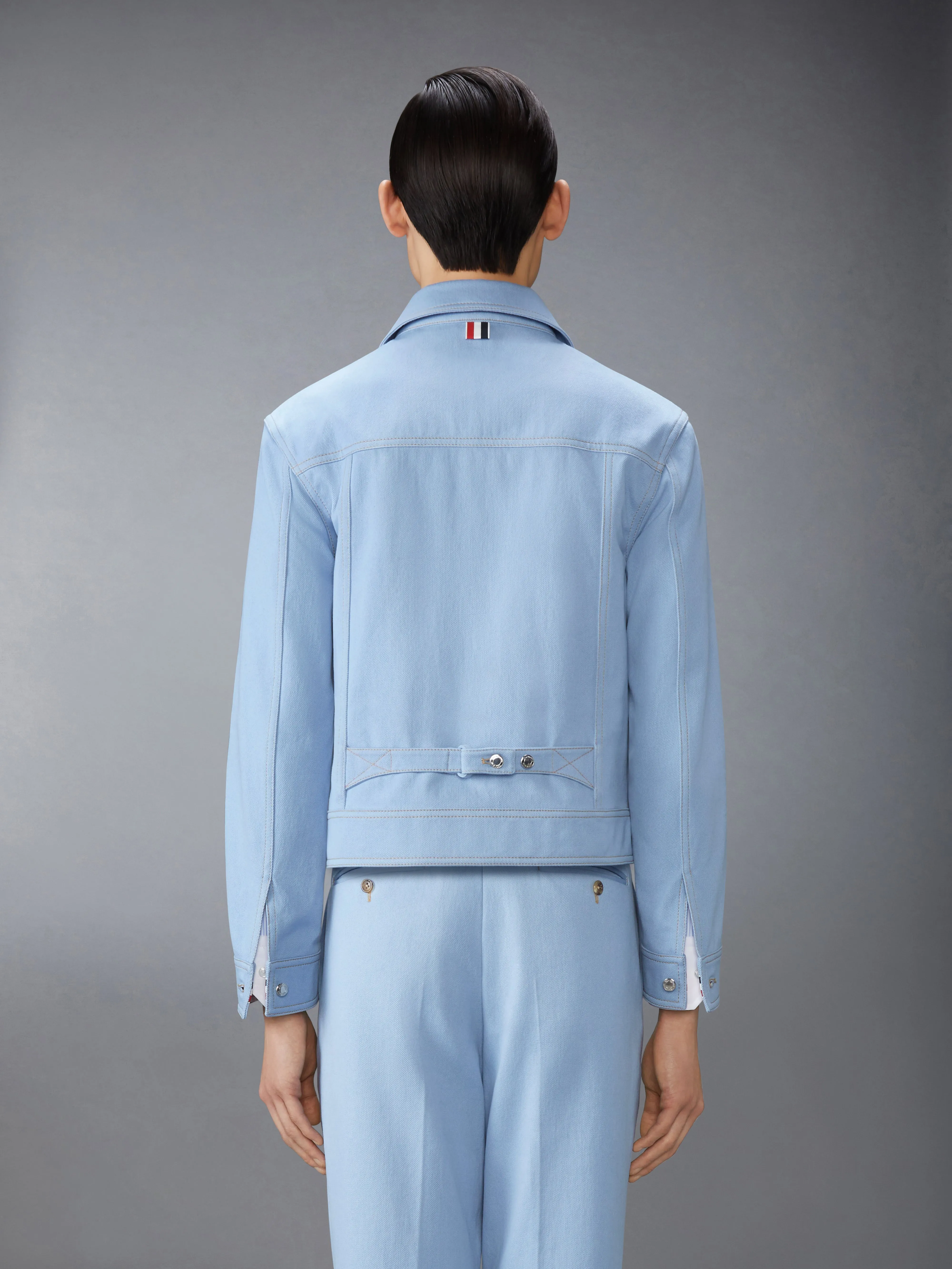 CONTRAST STITCH DENIM BACKSTRAP UTILITY JACKET sold by Thom Browne product image thumbnail 2