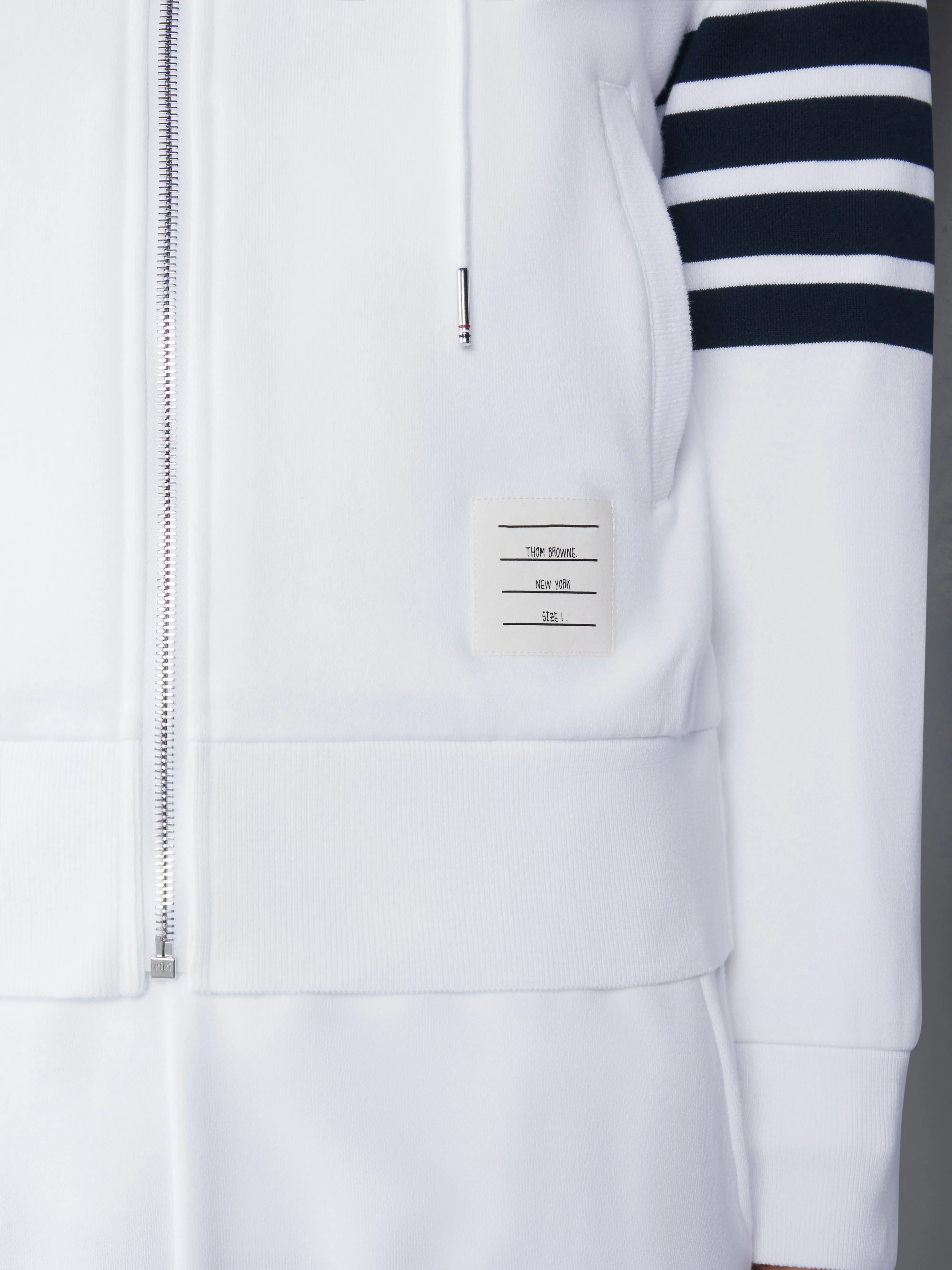 CLASSIC LOOPBACK 4-BAR ZIP UP HOODIE sold by Thom Browne product image thumbnail 4