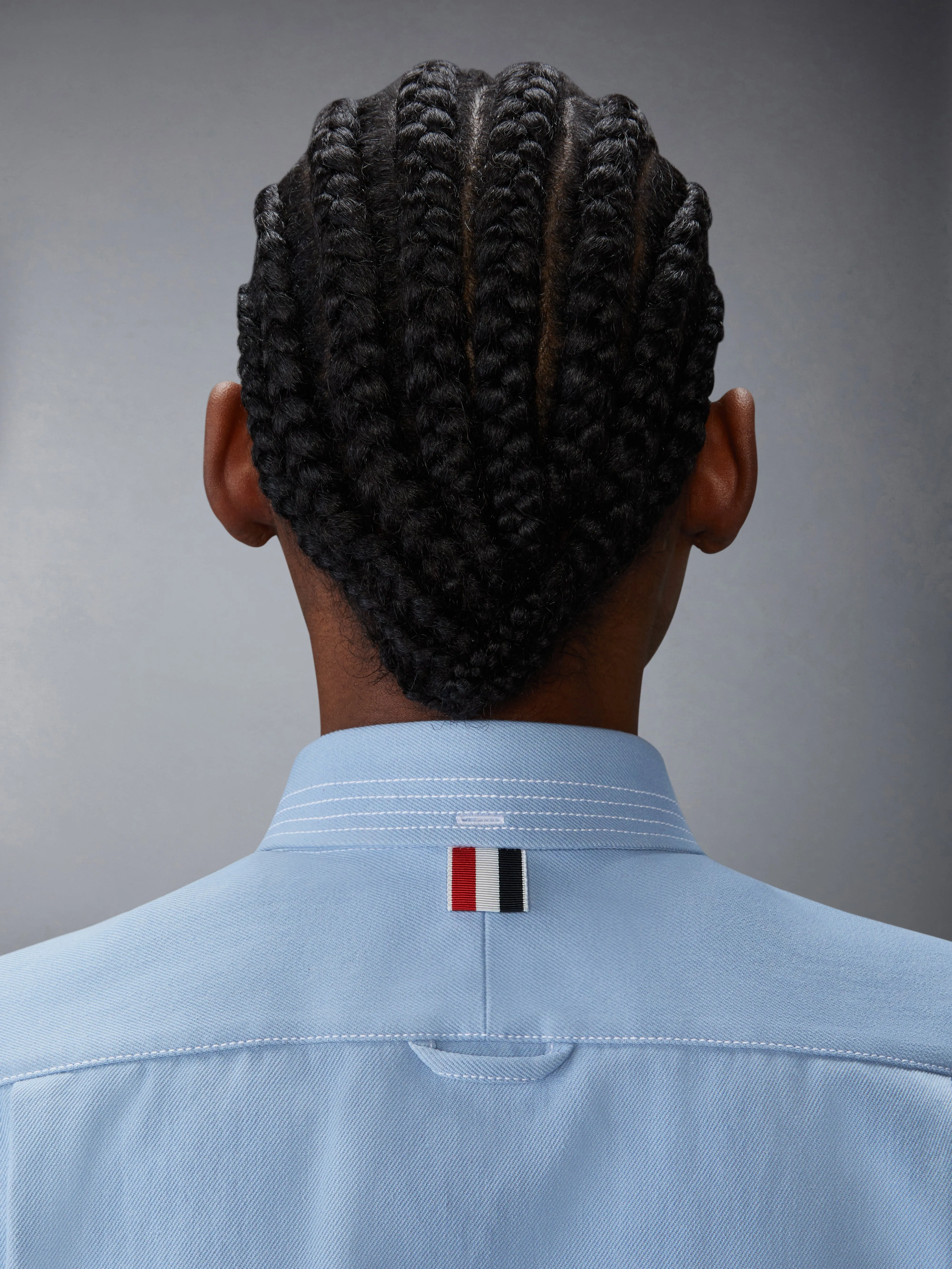 DENIM CLASSIC CROPPED LONG SLEEVE SHIRT sold by Thom Browne product image thumbnail 4