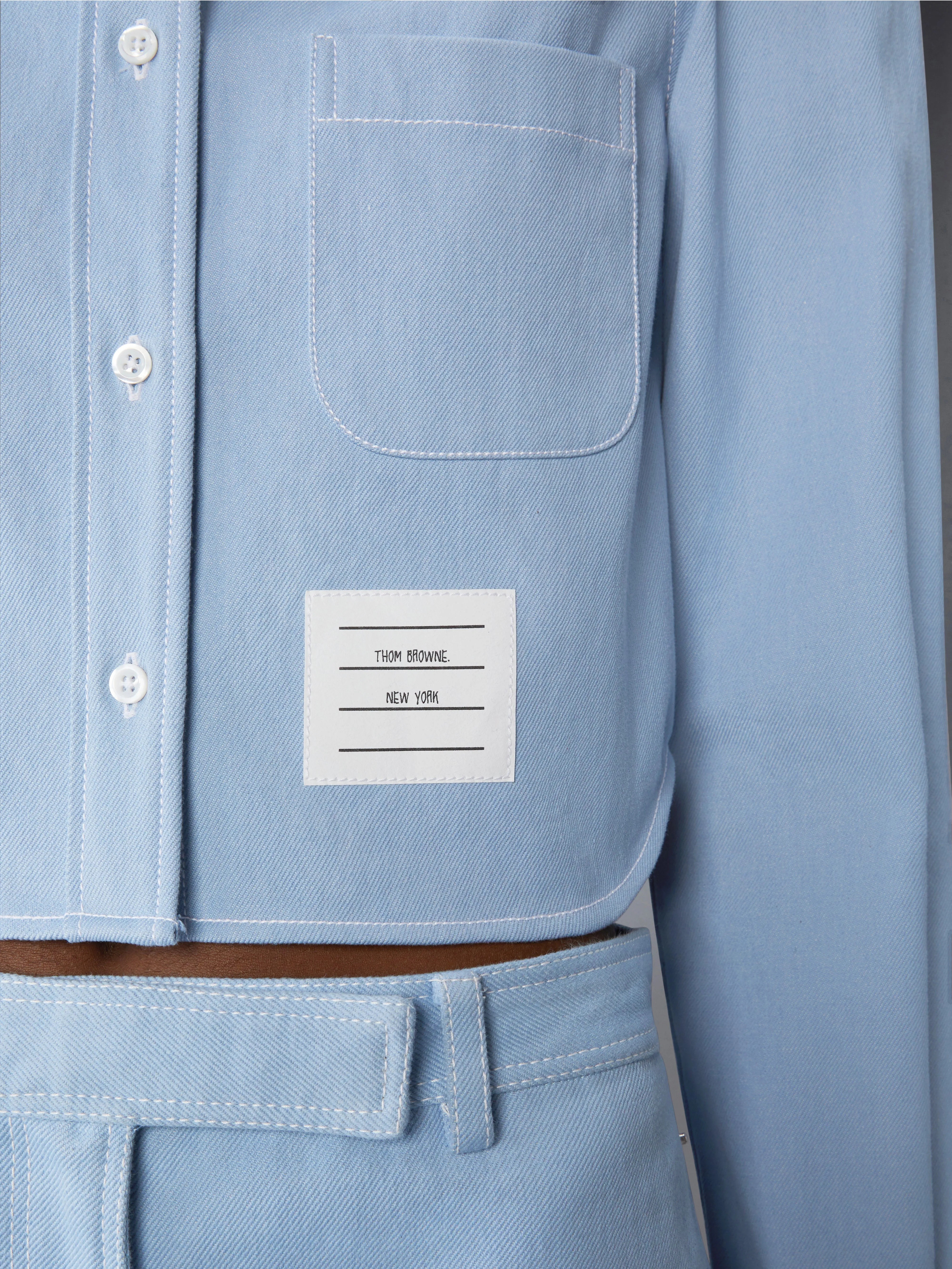 DENIM CLASSIC CROPPED LONG SLEEVE SHIRT sold by Thom Browne product image thumbnail 5