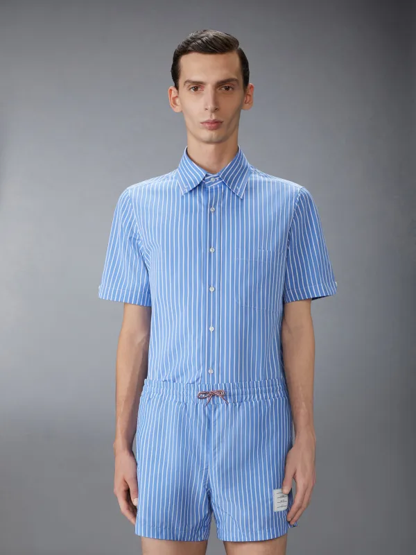 PINSTRIPE POPLIN SHORT SLEEVE SHIRT sold by Thom Browne