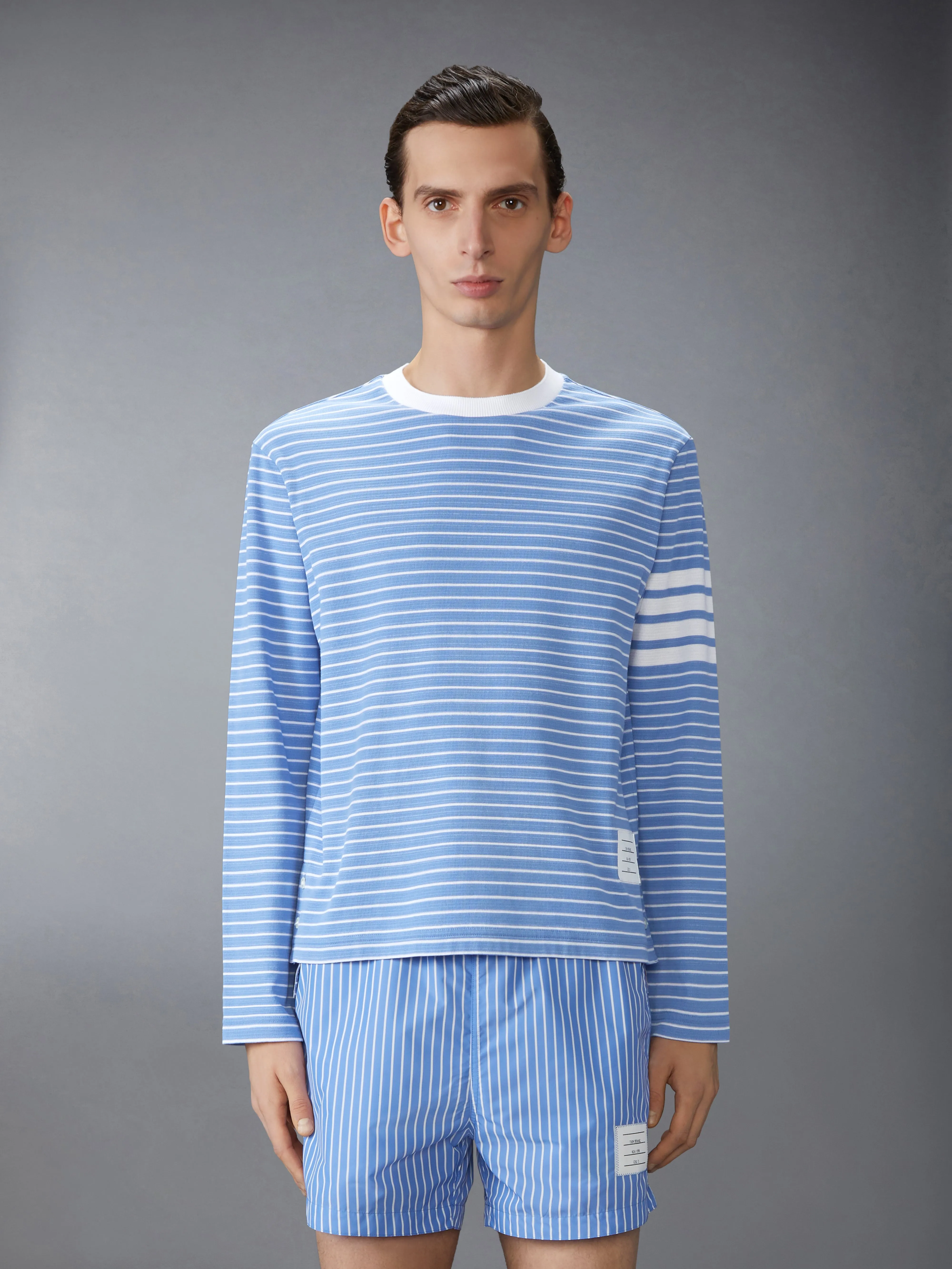 MILANO 4-BAR LONG SLEEVE TEE sold by Thom Browne