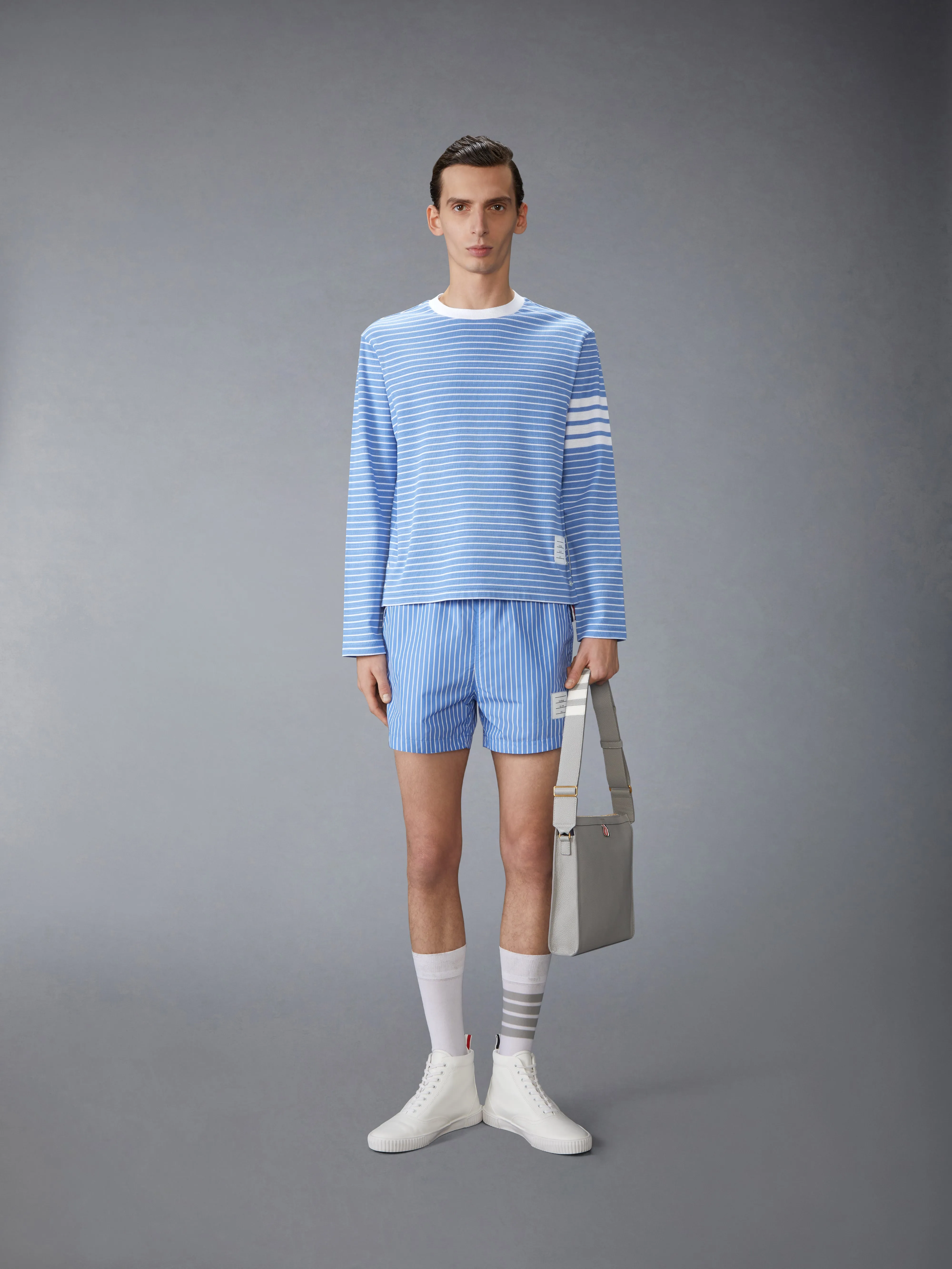 MILANO 4-BAR LONG SLEEVE TEE sold by Thom Browne product image thumbnail 3