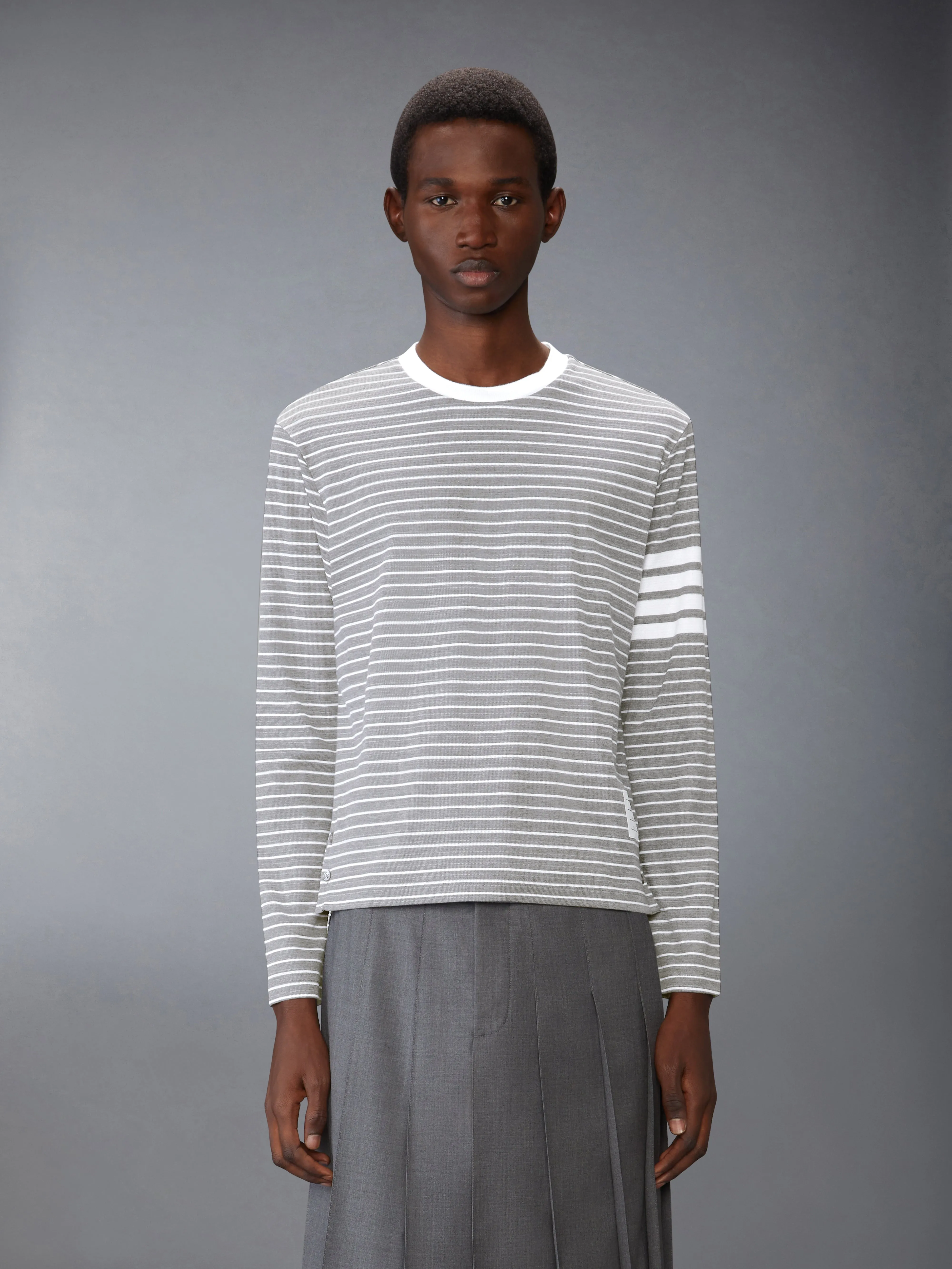 MILANO 4-BAR LONG SLEEVE TEE sold by Thom Browne