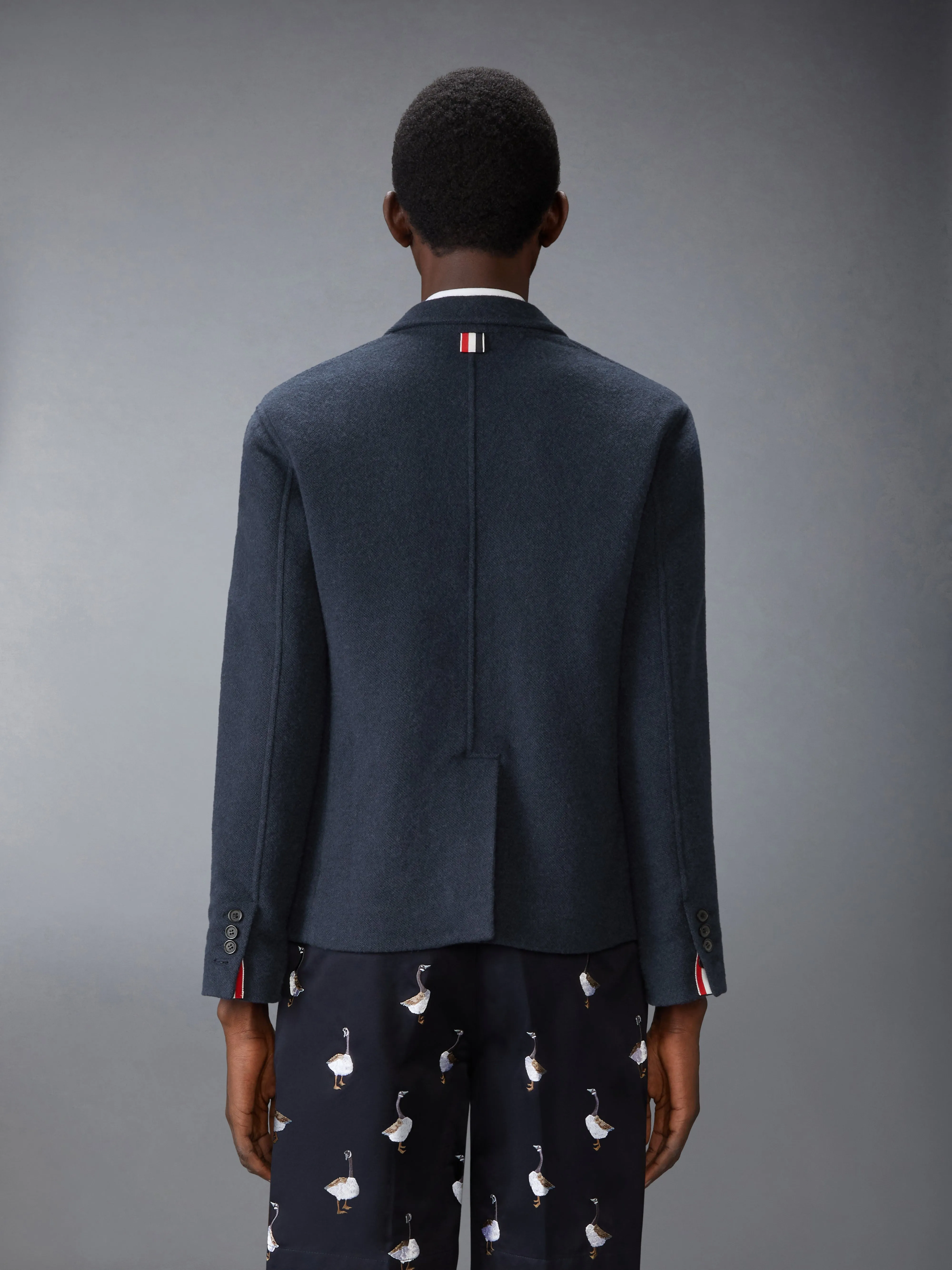 WOOL SILK PIQUE SACK JACKET sold by Thom Browne product image thumbnail 2