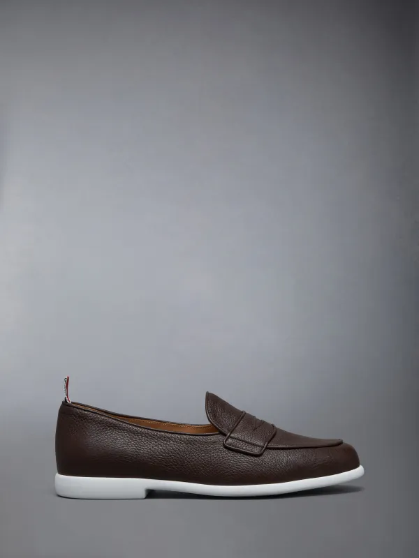 DEERSKIN LEATHER VARSITY PENNY LOAFER sold by Thom Browne