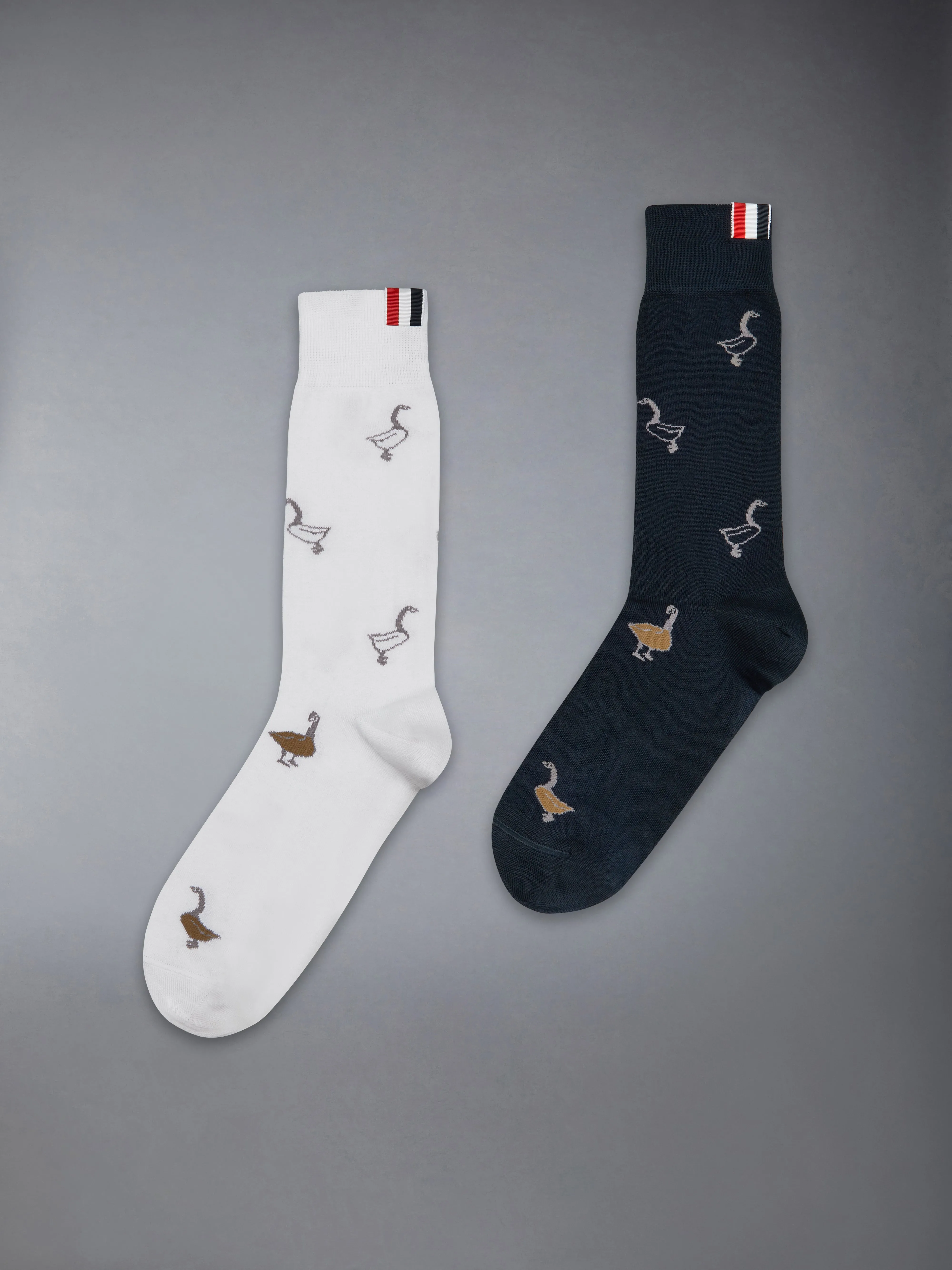 FUNMIX GEESE JACQUARD MID CALF SOCKS sold by Thom Browne