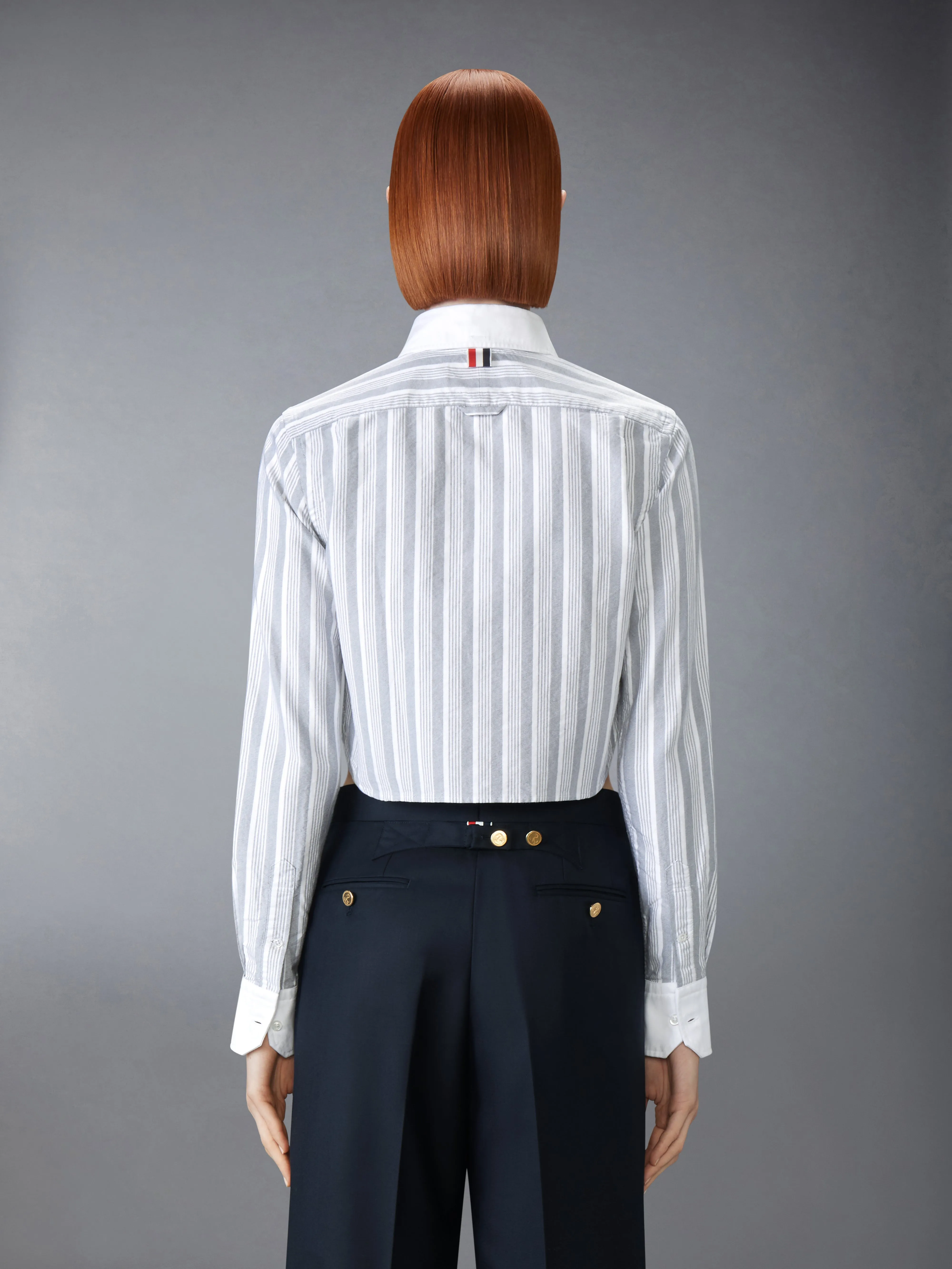 OXFORD CROPPED 4-BAR BUTTON DOWN SHIRT sold by Thom Browne product image thumbnail 3