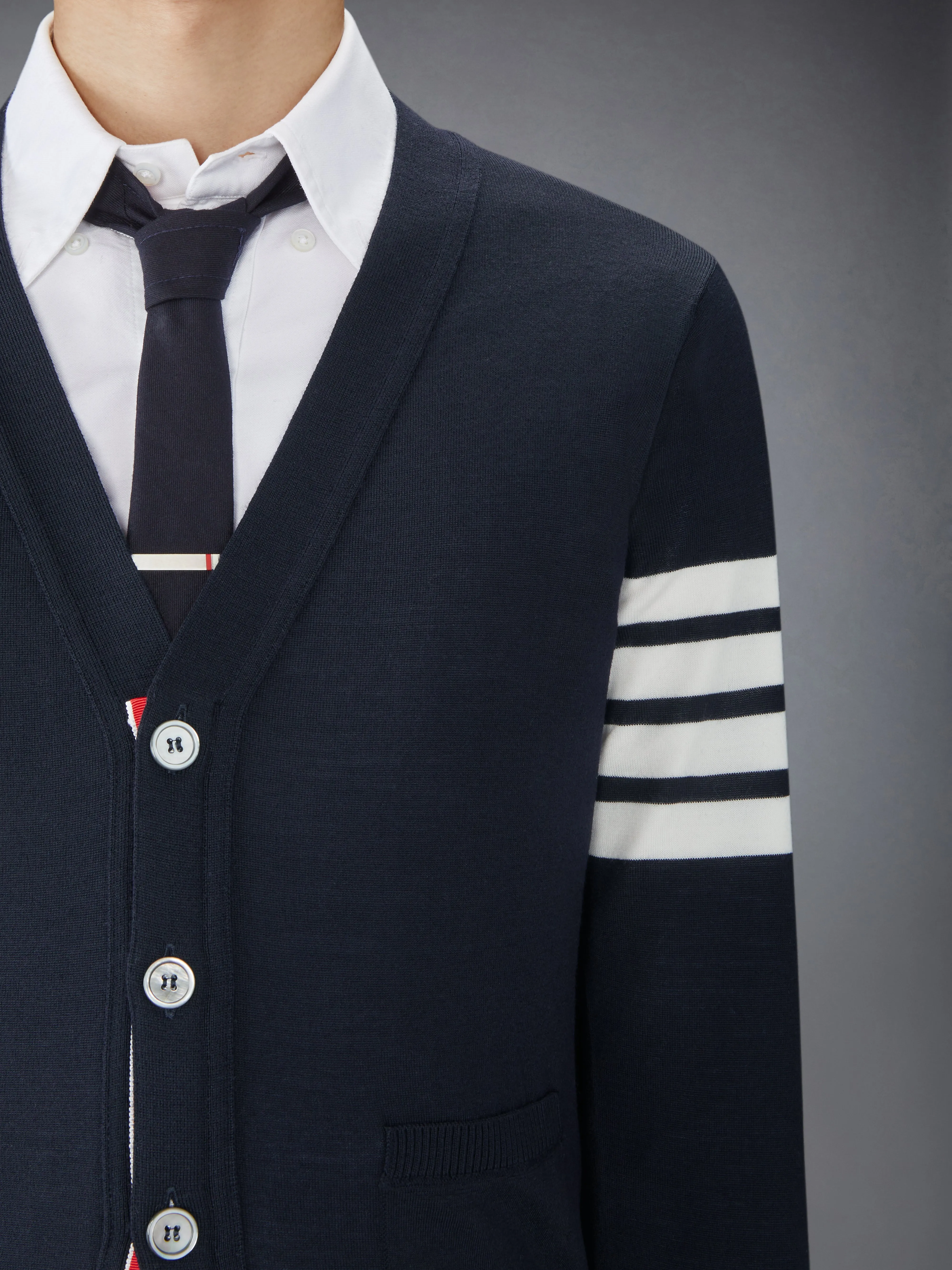 FINE MERINO WOOL 4-BAR CLASSIC CARDIGAN sold by Thom Browne product image thumbnail 4