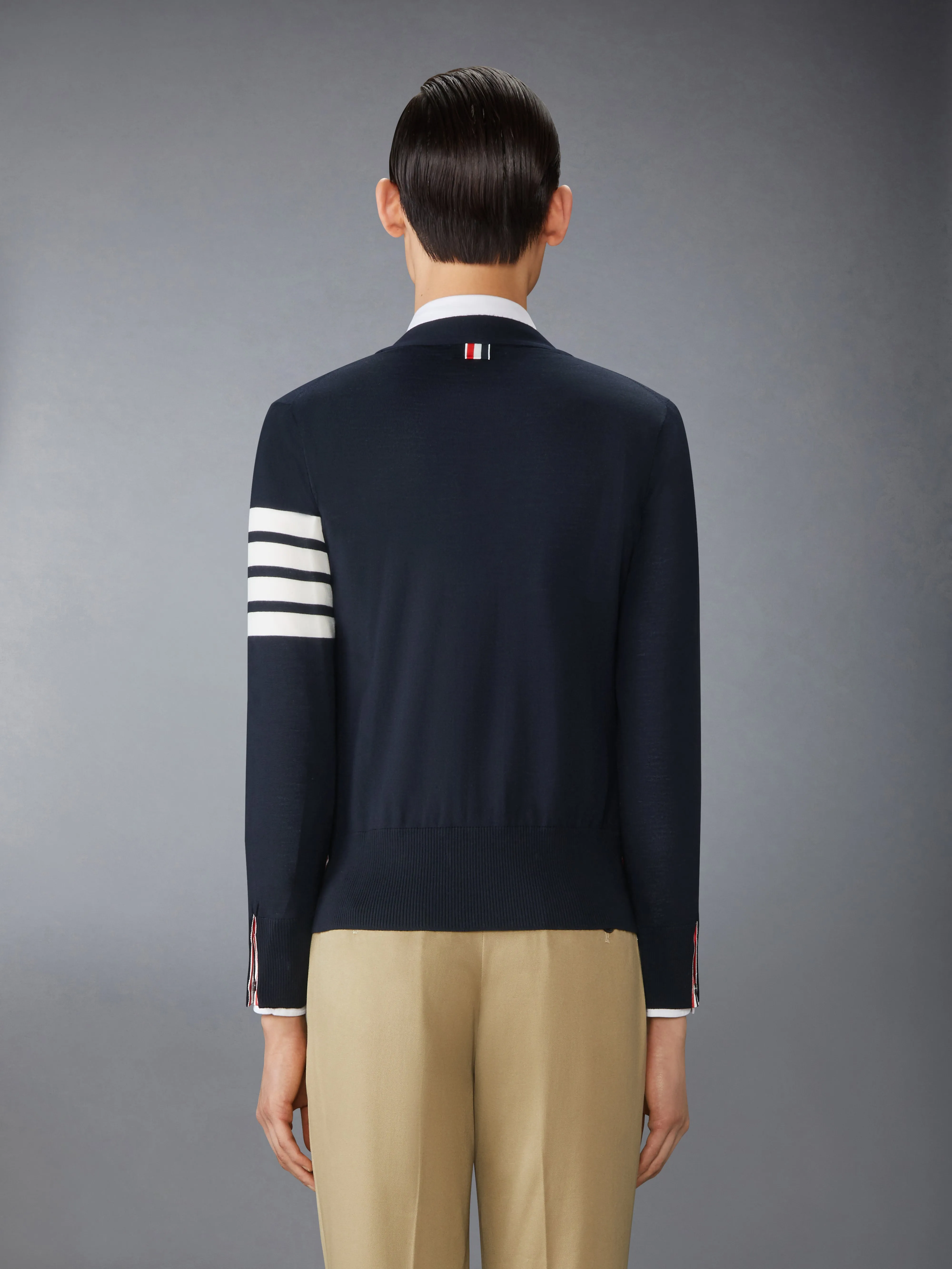FINE MERINO WOOL 4-BAR CLASSIC CARDIGAN sold by Thom Browne product image thumbnail 2
