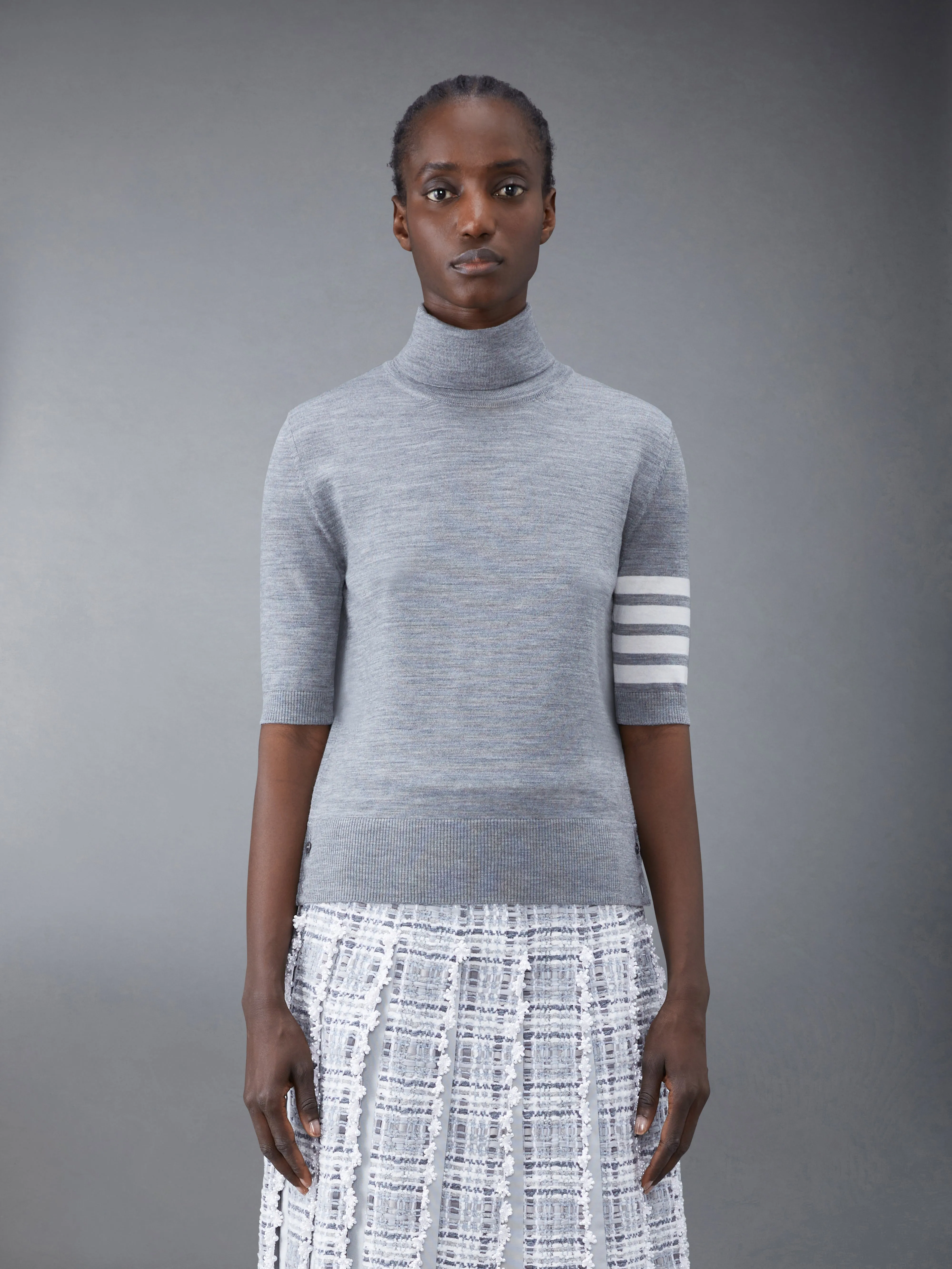 FINE MERINO WOOL 4-BAR TURTLENECK sold by Thom Browne