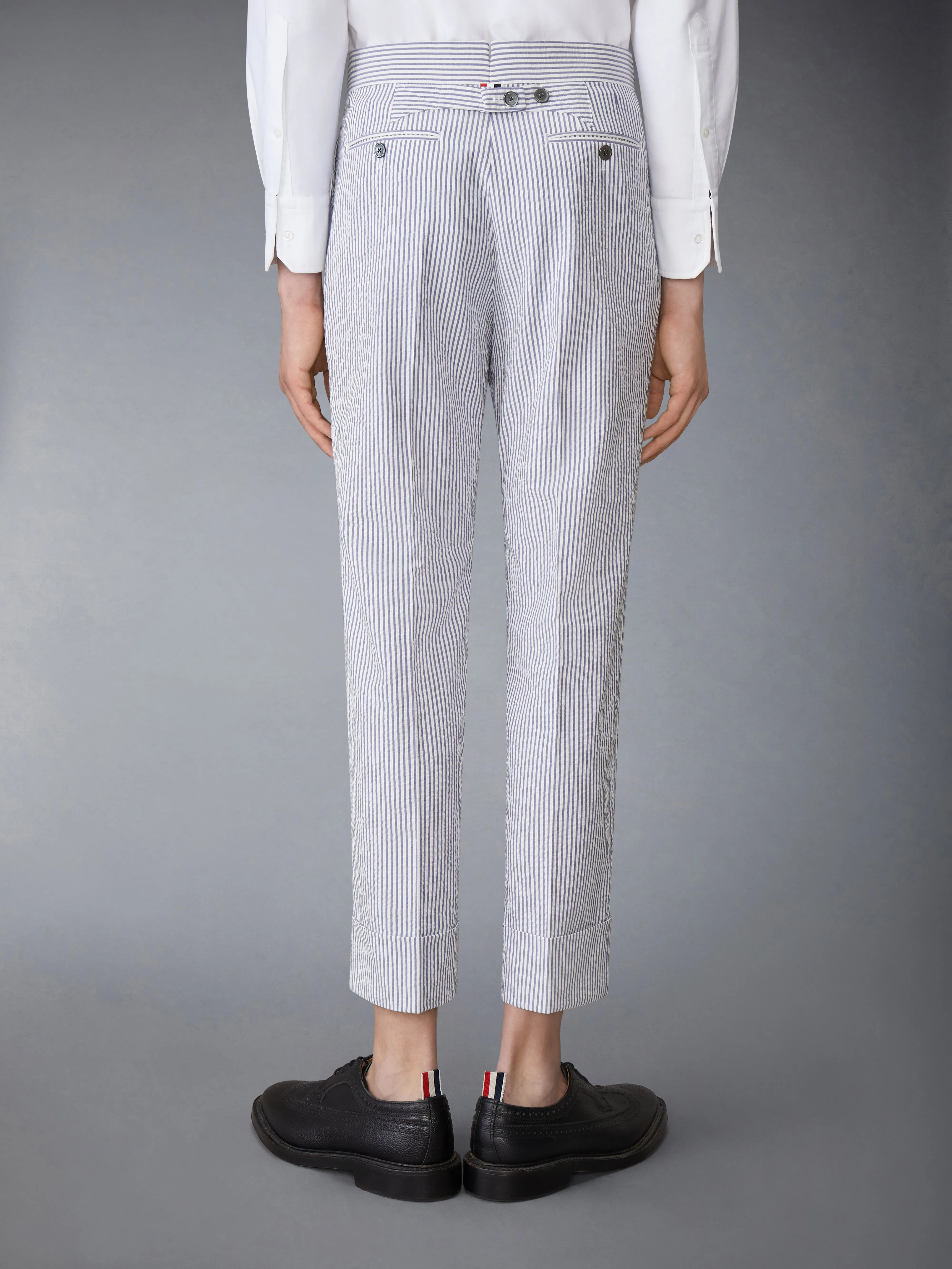 CLASSIC SEERSUCKER BACKSTRAP TROUSERS sold by Thom Browne product image thumbnail 2