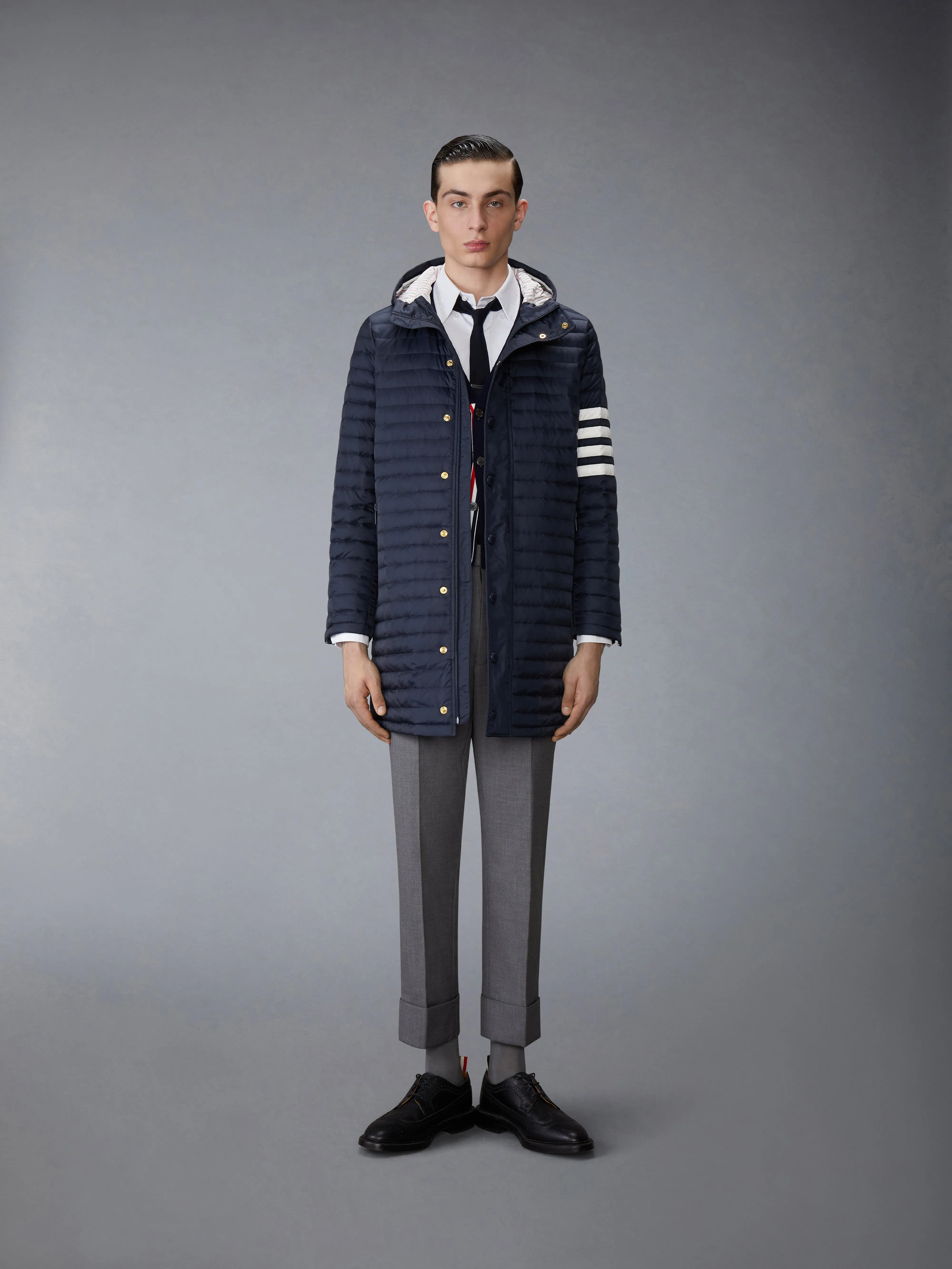 MATTE NYLON DOWN FILL QUILTED 4-BAR COAT sold by Thom Browne product image thumbnail 4