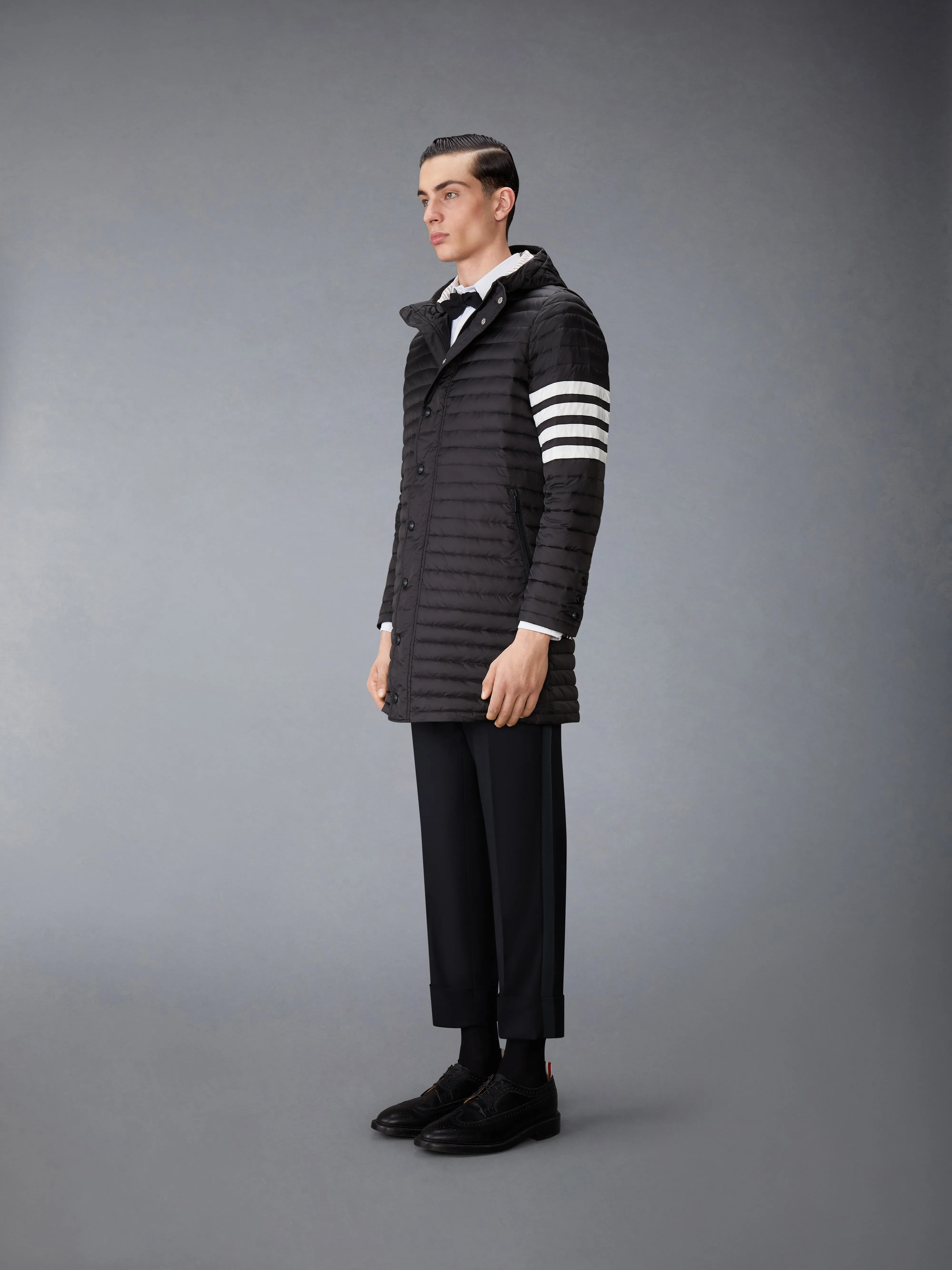 MATTE NYLON DOWN FILL QUILTED 4-BAR COAT sold by Thom Browne product image thumbnail 4
