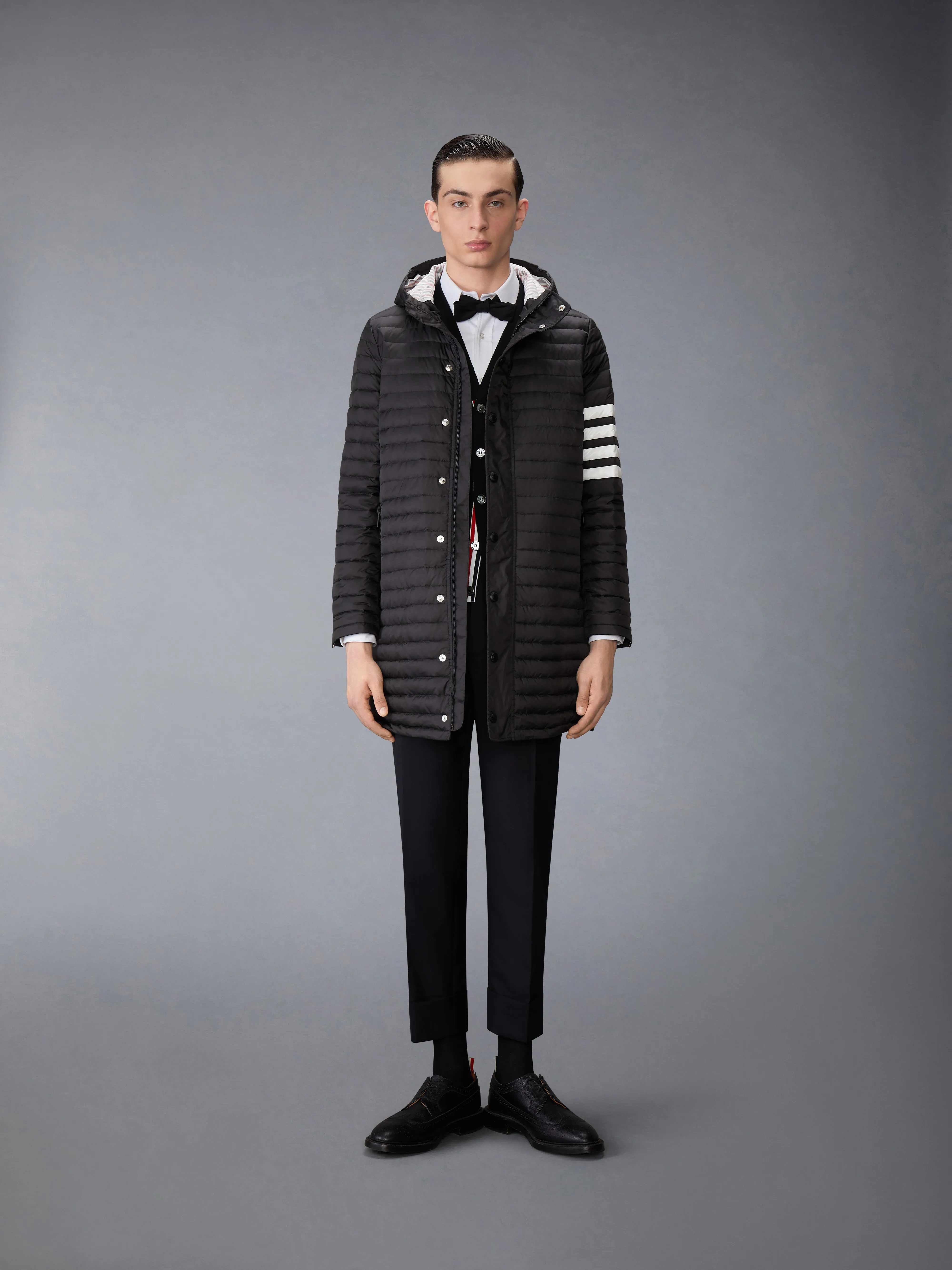 MATTE NYLON DOWN FILL QUILTED 4-BAR COAT sold by Thom Browne product image thumbnail 3