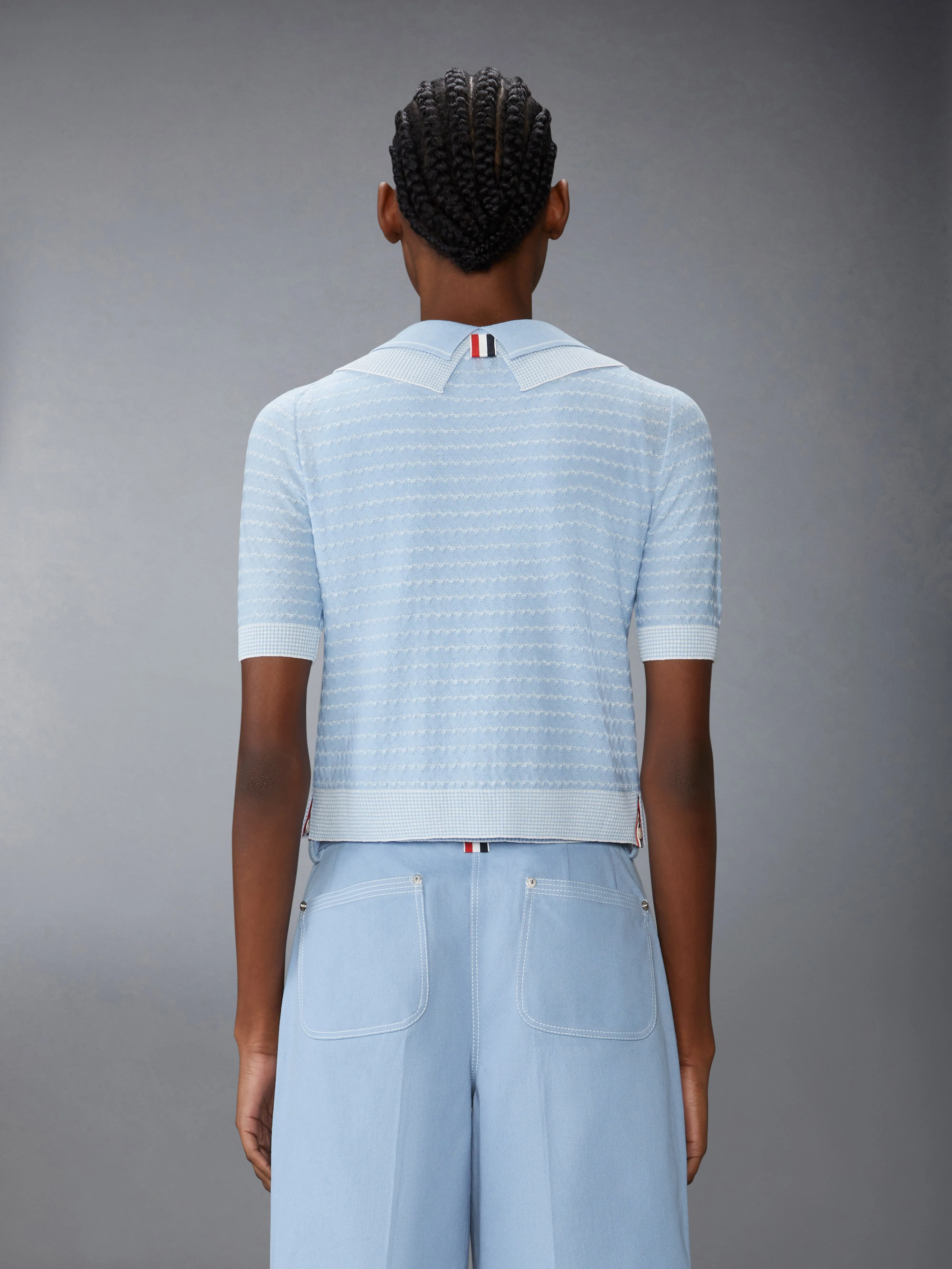 STRIPED TUCK STITCH SHORT SLEEVE CARDIGAN sold by Thom Browne product image thumbnail 2