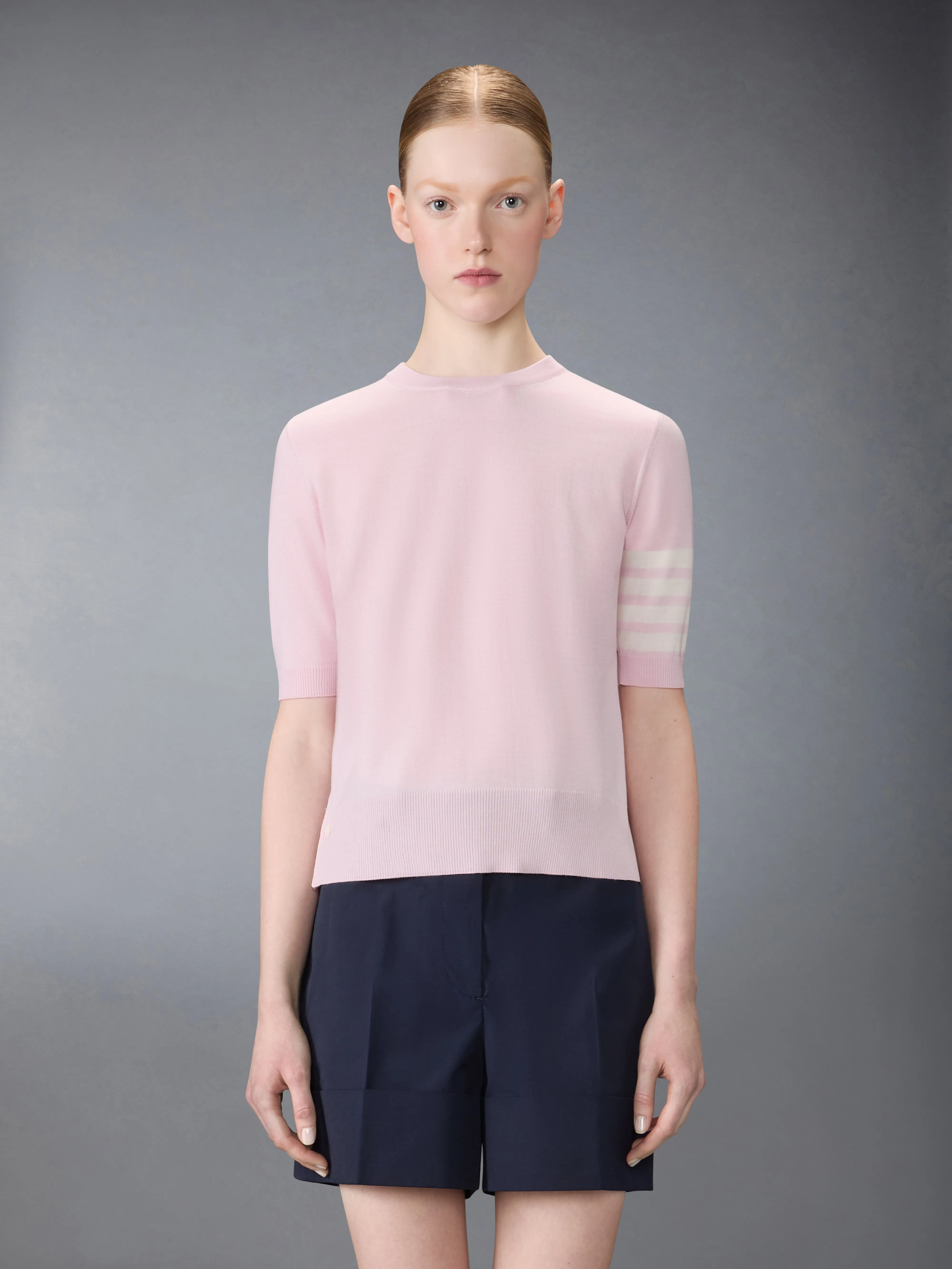 FINE MERINO WOOL 4-BAR TEE sold by Thom Browne