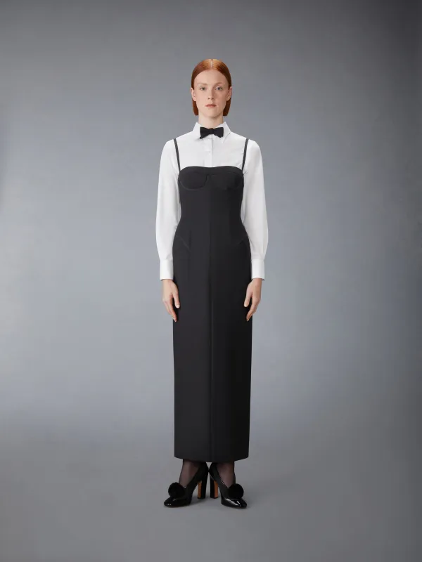 2-PLY FRESCO TIPPING CORSET PENCIL DRESS sold by Thom Browne