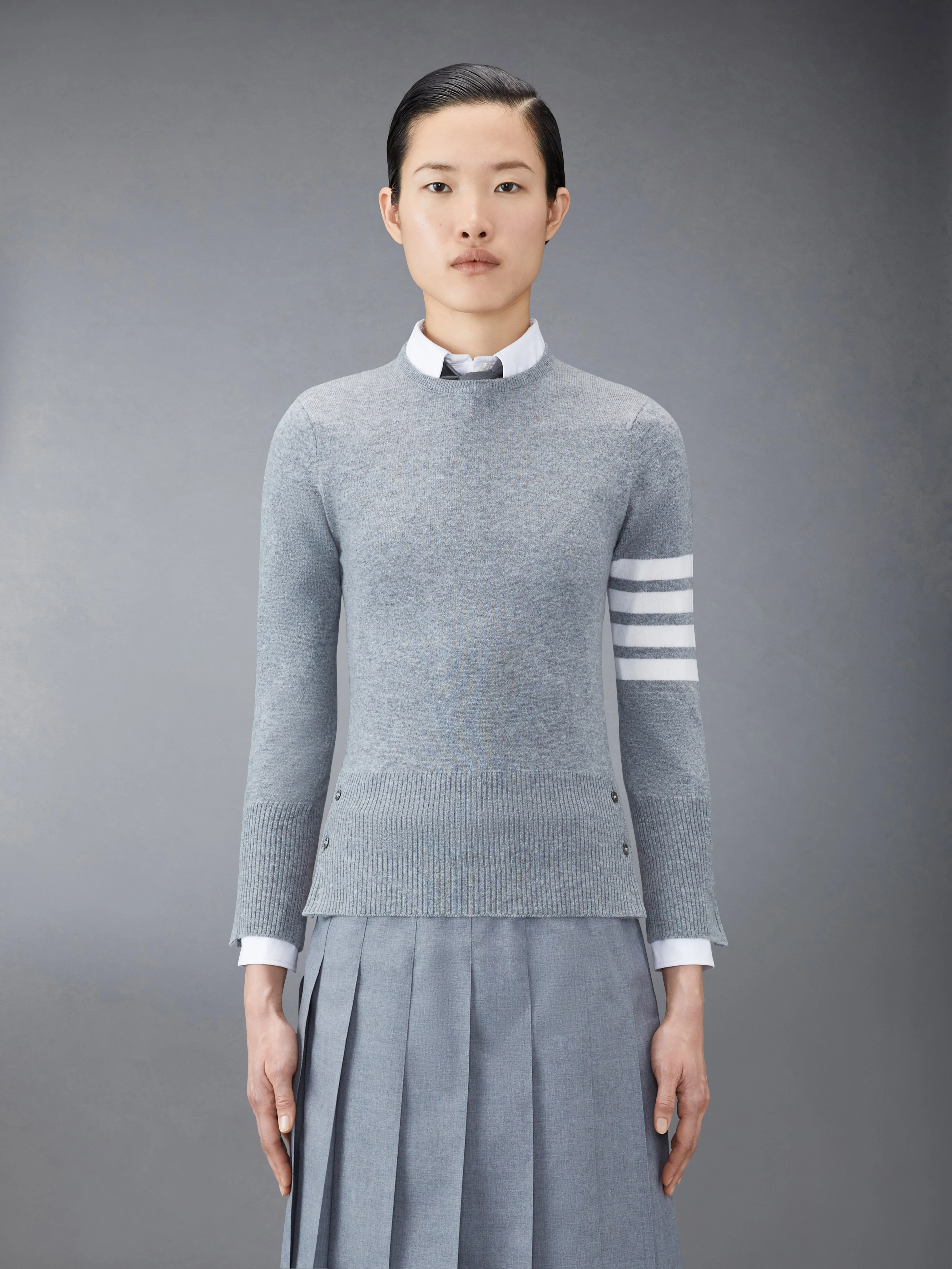 CLASSIC CASHMERE 4-BAR PULLOVER sold by Thom Browne