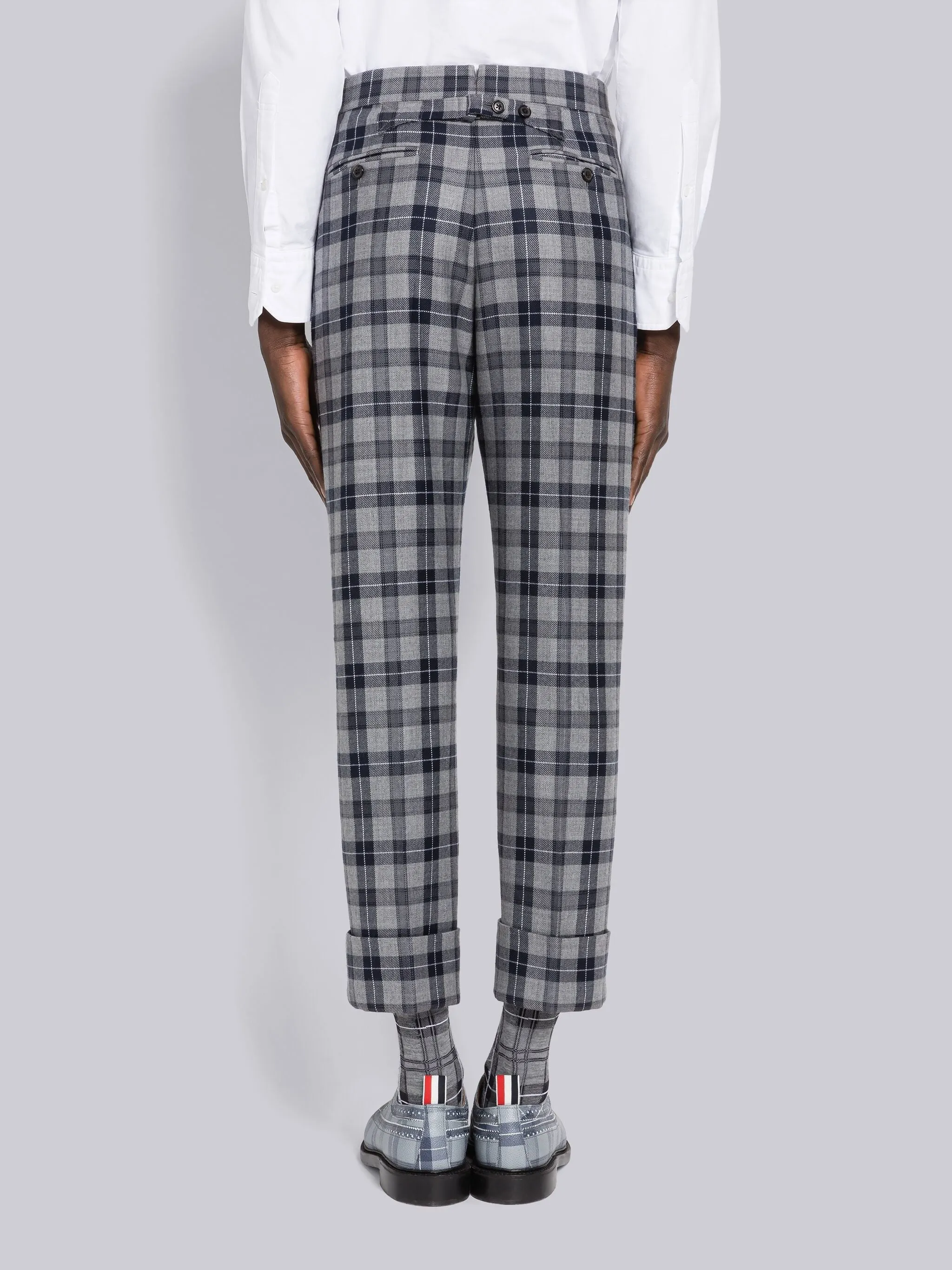 TARTAN WOOL TWILL BACKSTRAP TROUSER sold by Thom Browne product image thumbnail 2