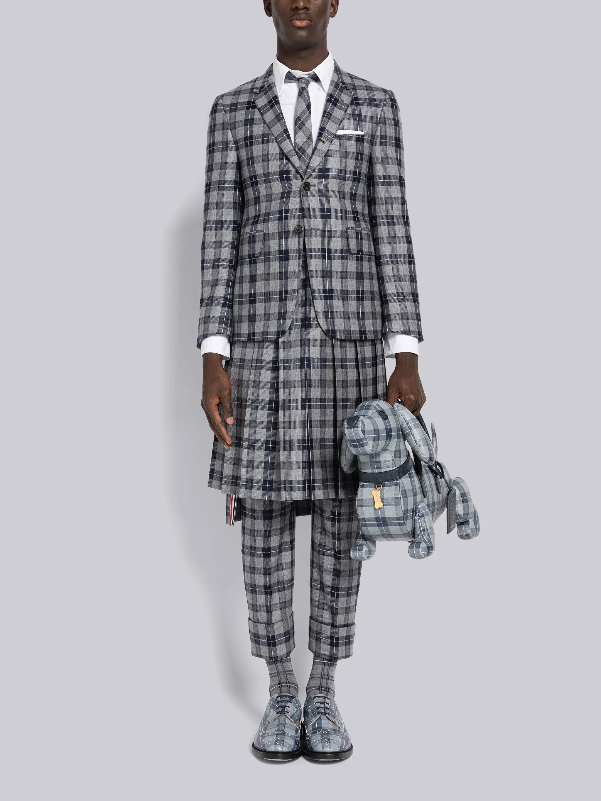 TARTAN WOOL TWILL BACKSTRAP TROUSER sold by Thom Browne product image thumbnail 3